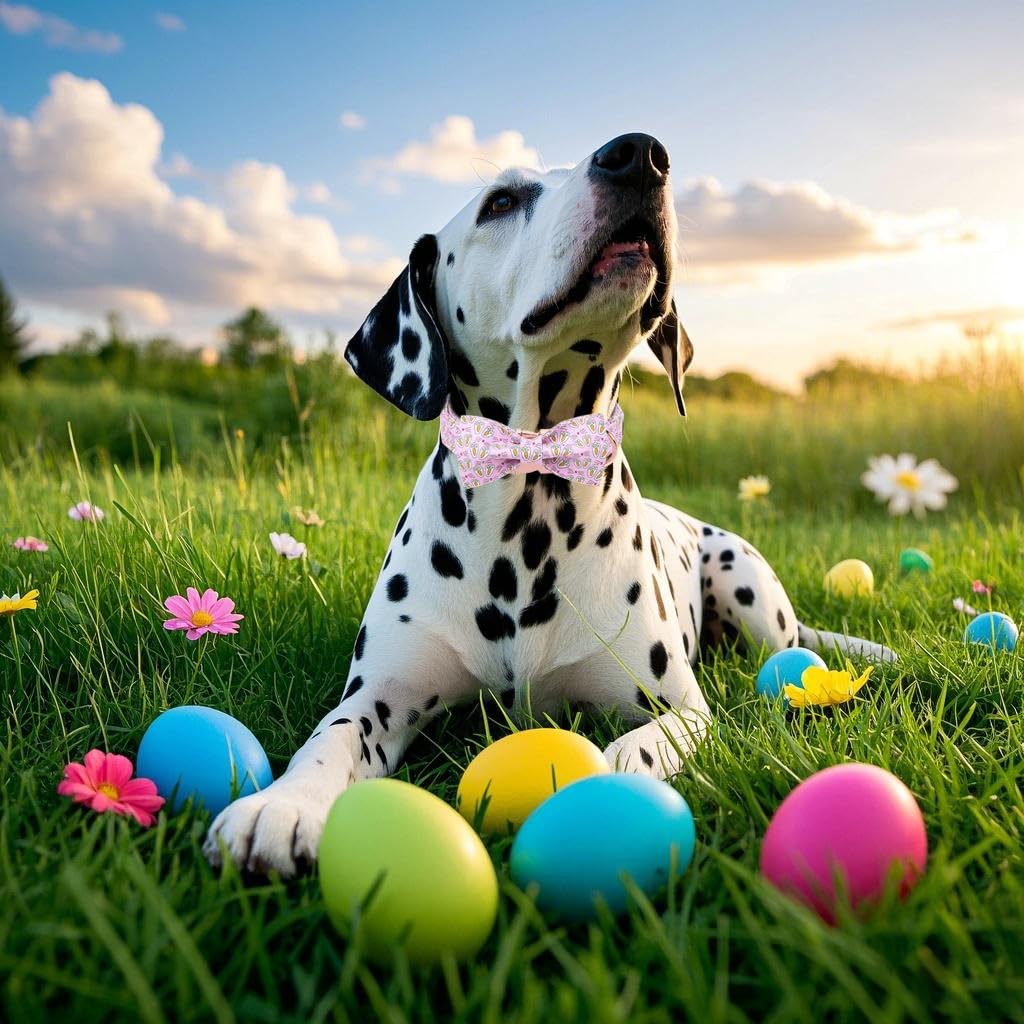 Maca Bates Easter Day Dog Collar With Bow Bowtie Bunny Paws Dogs Bow Tie Collars Breakaway Soft Cute Adjustable Pink Eggs Collor
