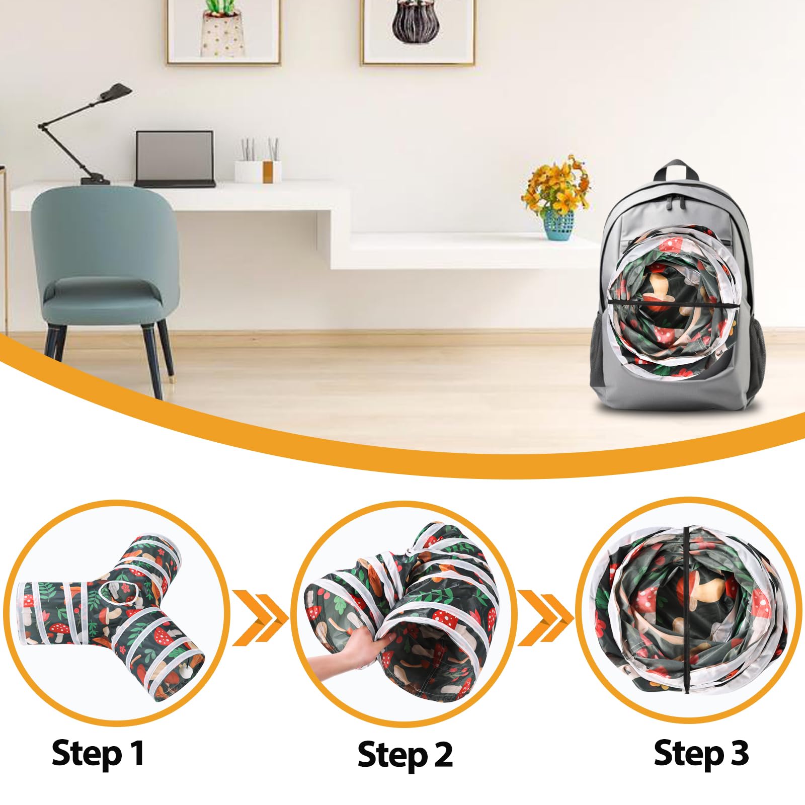 Mechpia Rabbit Toys, Bunny Tunnels and Tubes with Chew Toys for Grinding Teeth Bamboo Carrot Loofah and Grass Ball for Rabbit Gu