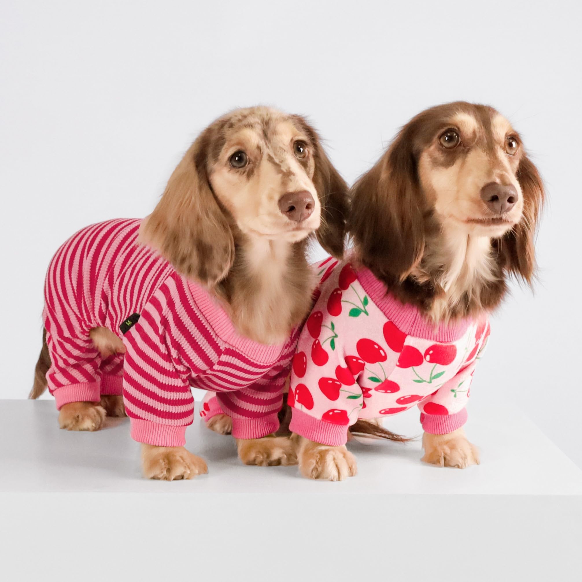 Fitwarm Cute Cherry Dog Pajamas, Warm Dog Onesie With Feet, Dog Clothes For Small Dogs Girl, Fleece Pet Outfit, Pink, Red, Xs