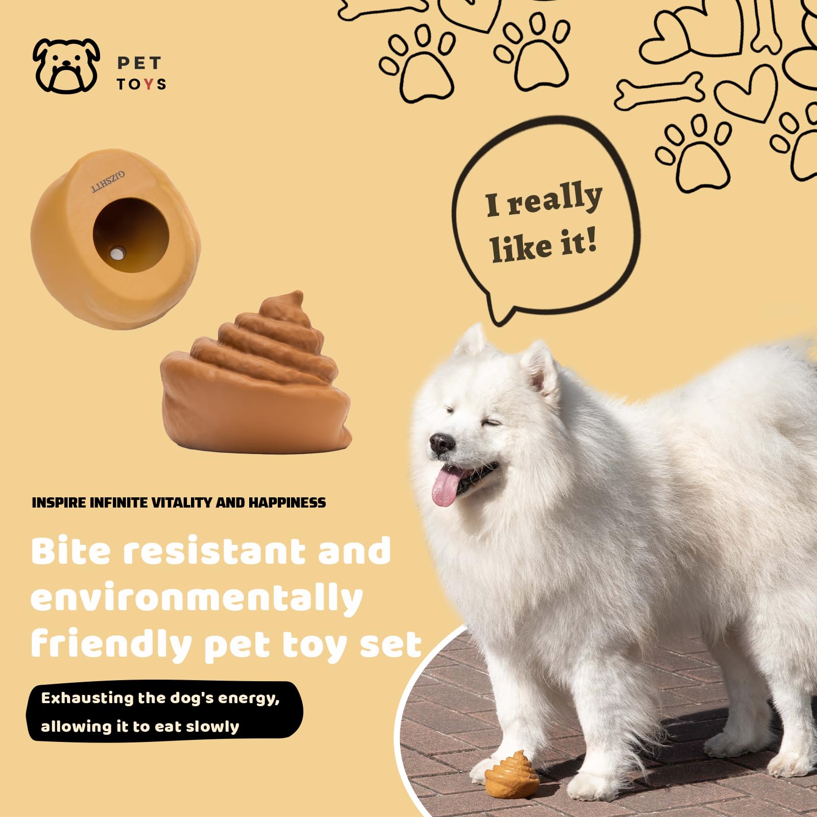 2-Pack Poop-Shaped Durable Dog Chew Toys For Small Medium Large Dogs, Funny Interactive Rubber Dog Toys For Aggressive Chewers T