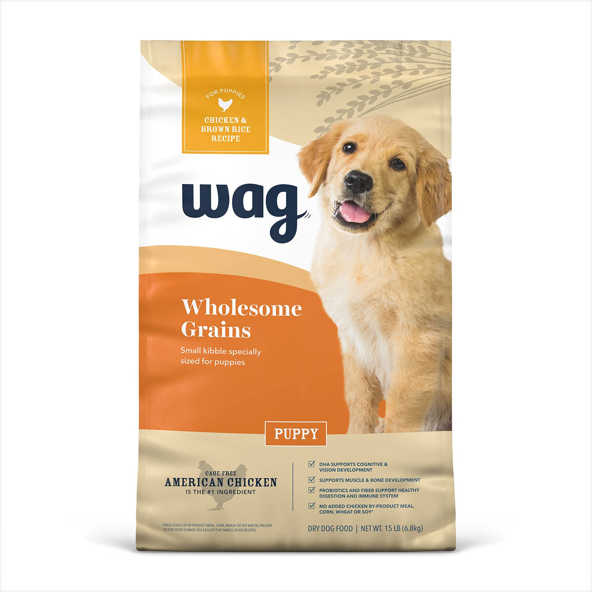 Amazon Brand - Wag Dry Puppy Food, Chicken And Brown Rice, 15 Lb Bag