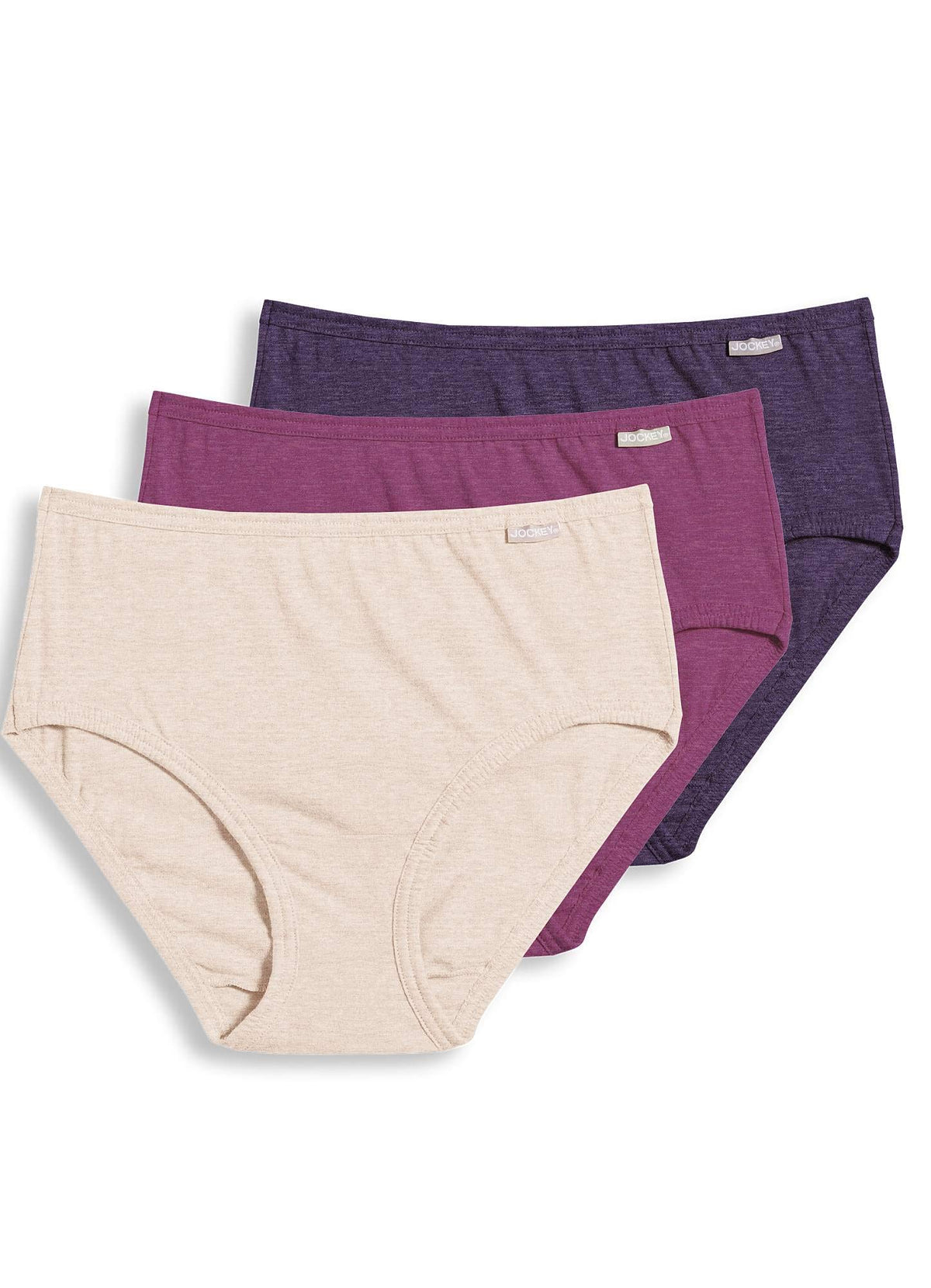 Jockey Womens Underwear Elance Hipster - 3 Pack, OatmealBoysenberryPerfect Purple, 6
