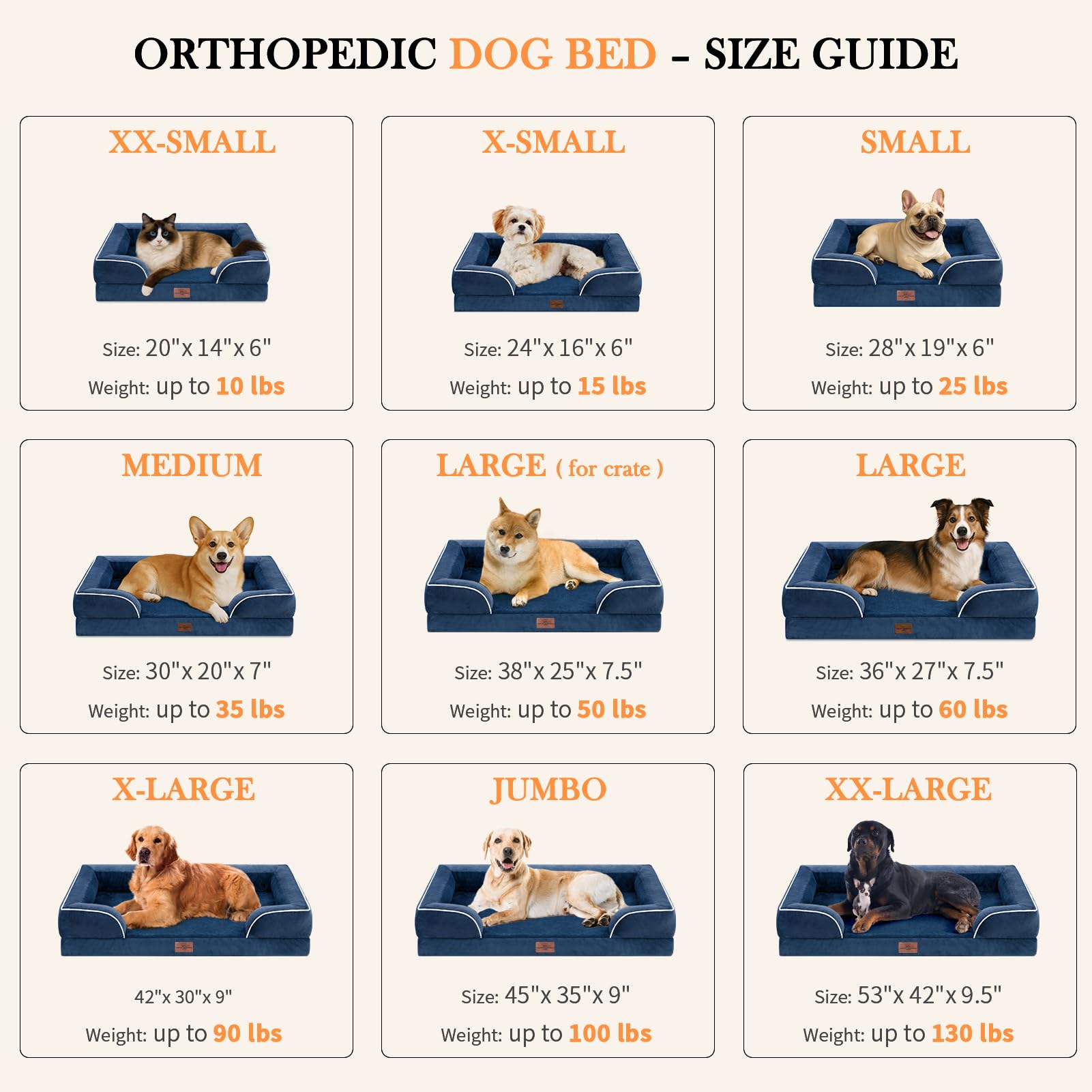 Comfort Expression Medium Dog Beds Waterproof Orthopedic Foam Dog Sofa Beds For Medium Large Dogs Comfy Pet Bed With Washable Re