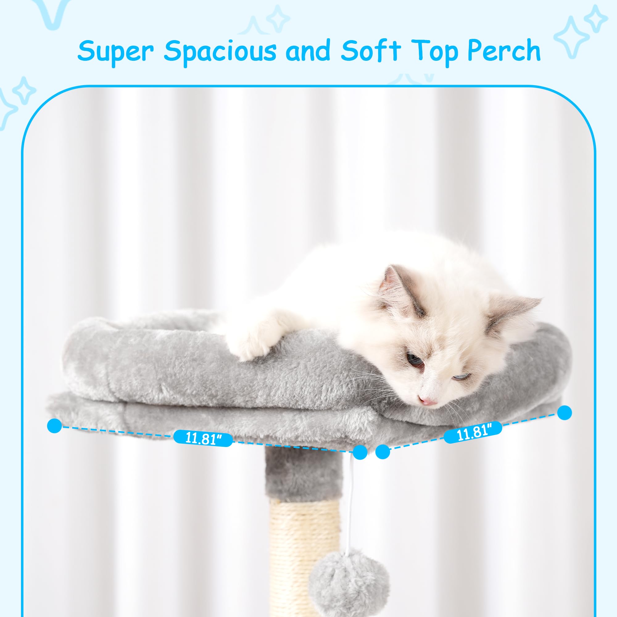 Hey-Brother Cat Tree, 42.5-Inches Cat Tower For Indoor Cats, Plush Multi-Level Kitten Cat Condo With Scratching Post,Ramp, Baske