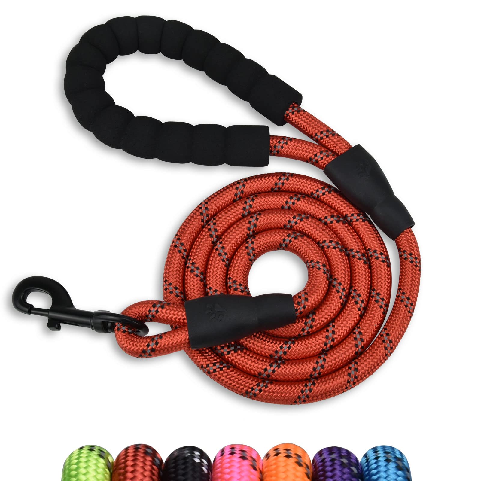 Panykoo 5 Ft Strong Pet Dog Leash With Highly Reflective Threads,360-Degree No Tangles And Comfortable Padded Handle,Suitable For Small,Medium And Large Dogs