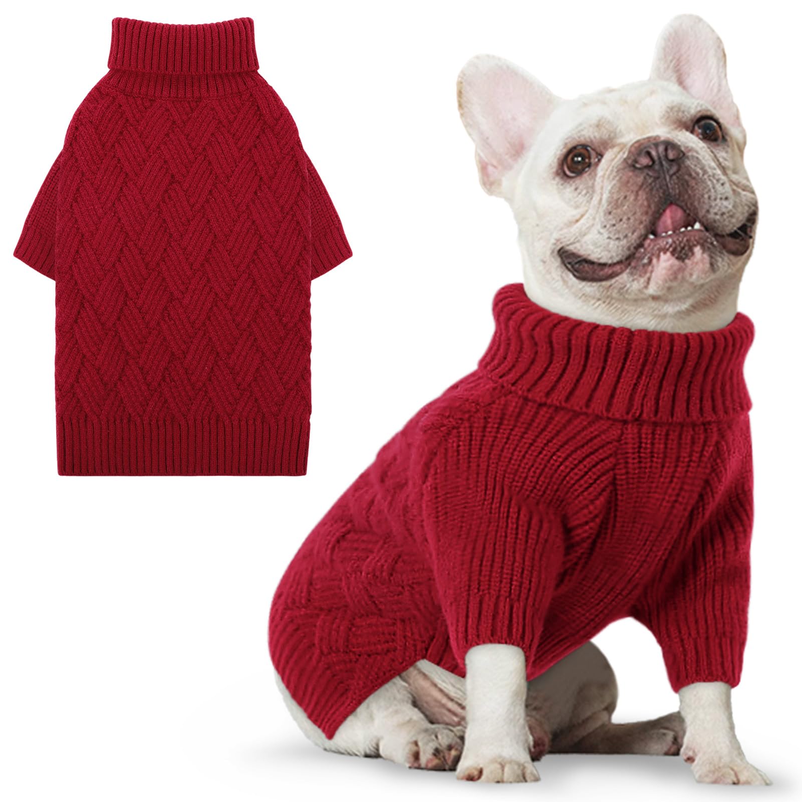 AOFITEE Small Dog Sweater, Turtleneck Dog Sweaters for Small Dogs Female, Dog Winter Sweater Girl Boy, Small Dog Christmas Sweat