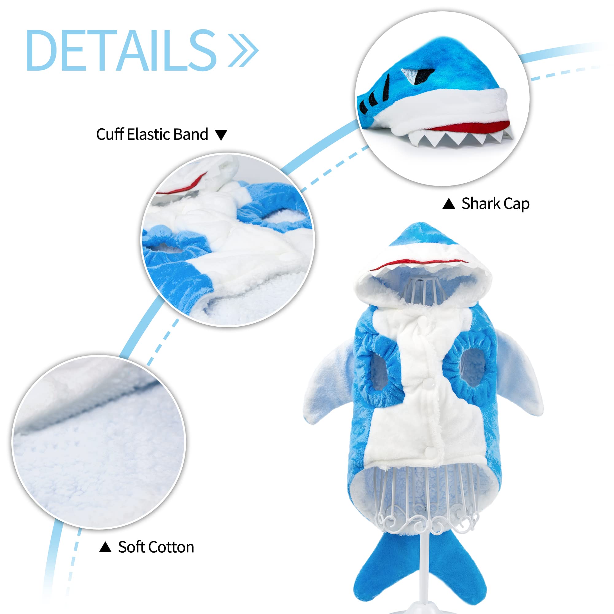 Nacoco Pet Shark Costume Clothes, Cute Christmas Dog Apparel Outfit For Large Dogs, Fall And Winter (Blue, 3Xl)