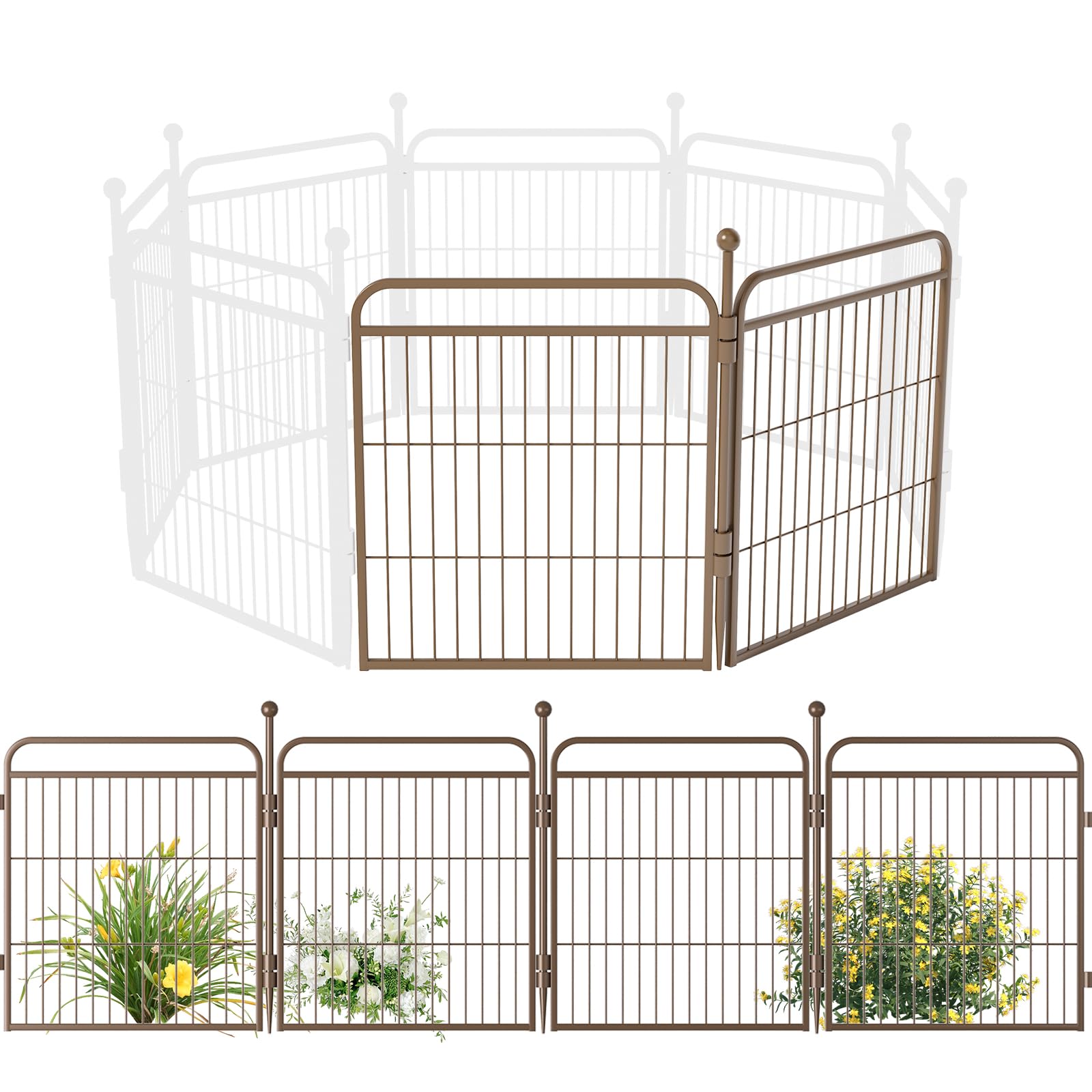 Gardner Pet Dog Playpens, 24' H 2 Add-On Panels For Small/Medium Dogs, Foldable Pet Play Yard Gate Extensions, Pet Playpen, Ant