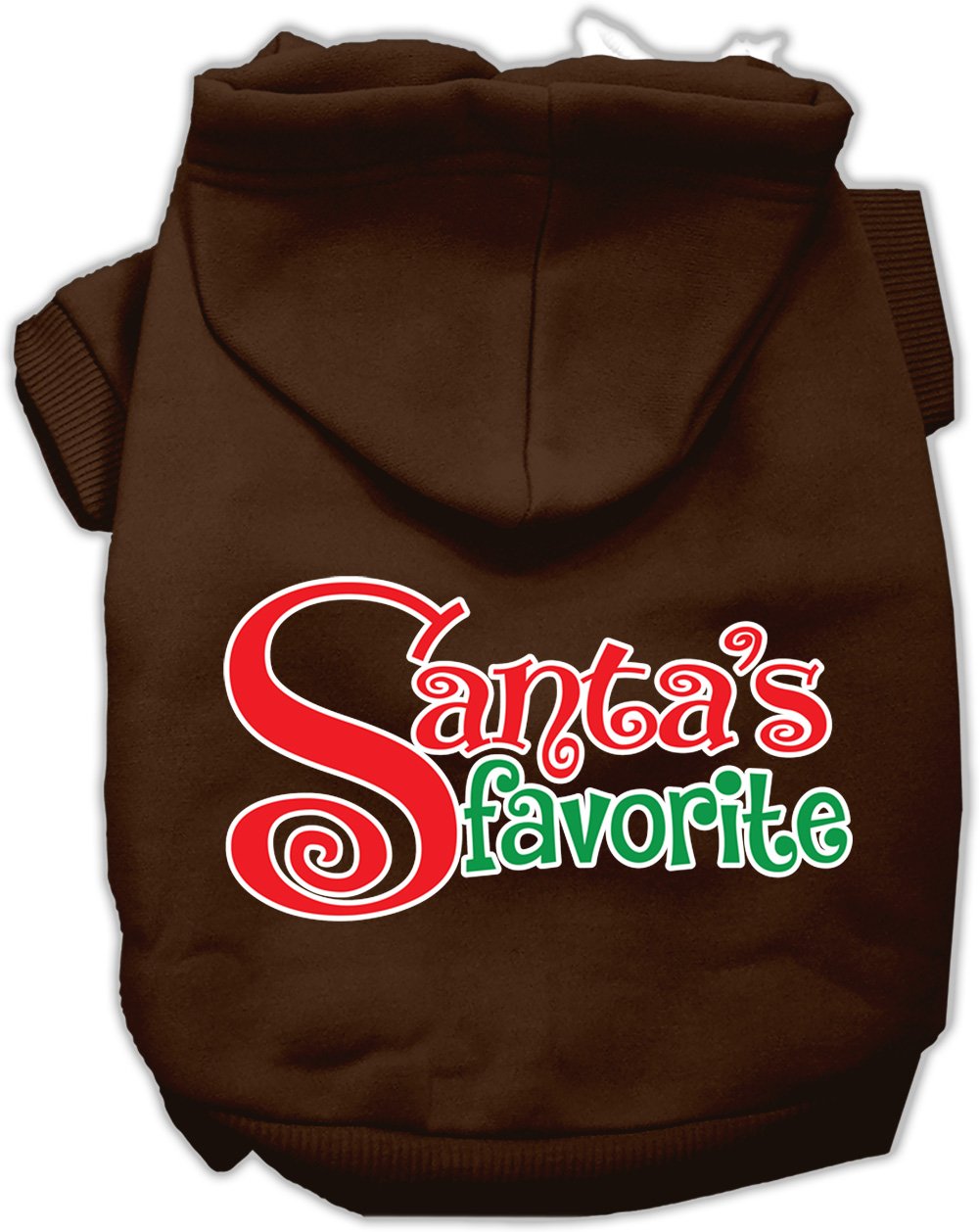 Christmas Pet, Dog & Cat Hoodie Screen Printed, 'Santa'S Favorite' Brown Lg (10-14 Lbs.)