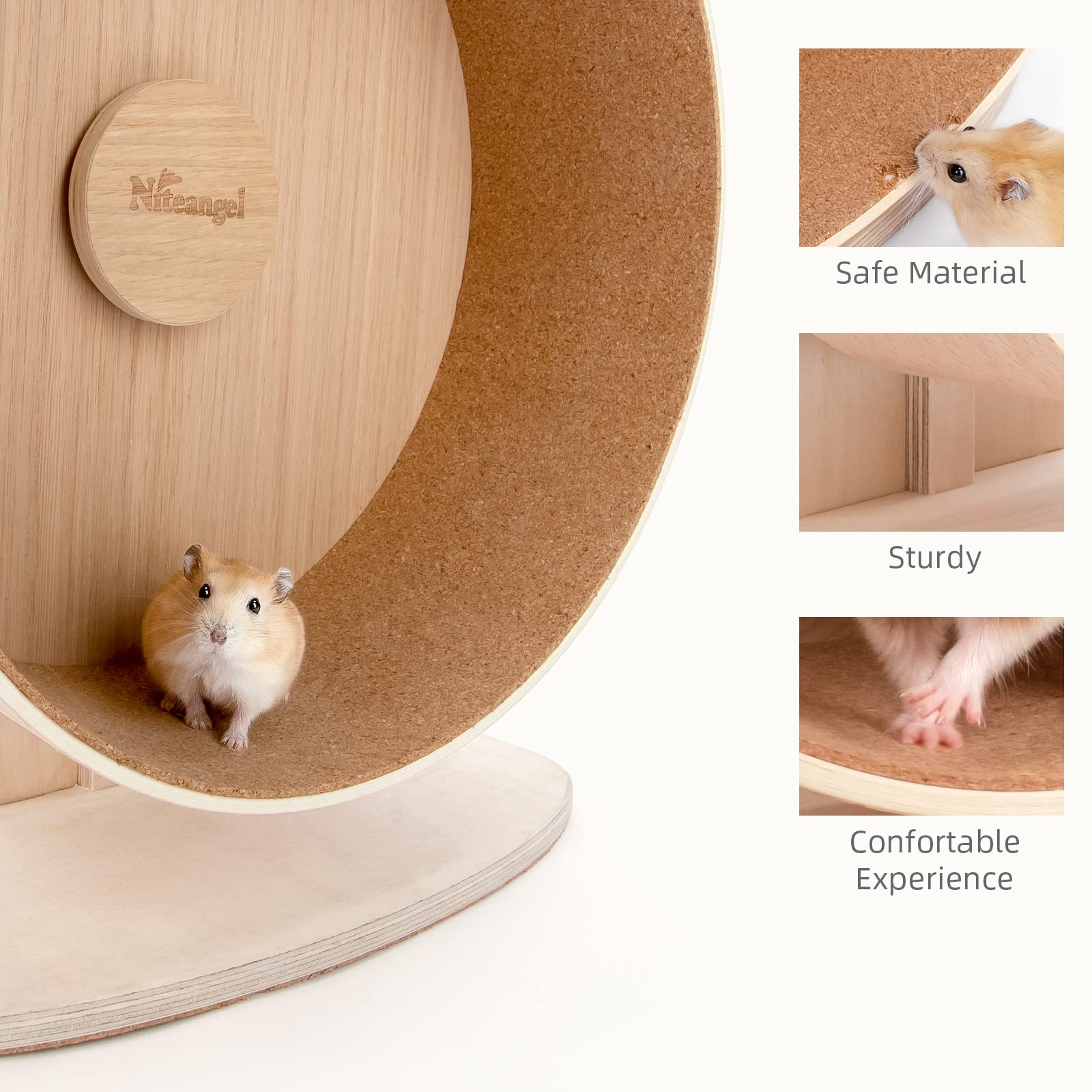 Niteangel Wooden Hamster Exercise Wheel: - Silent Hamster Running Wheel For Hamsters Gerbil Mice And Other Similar-Sized Small P