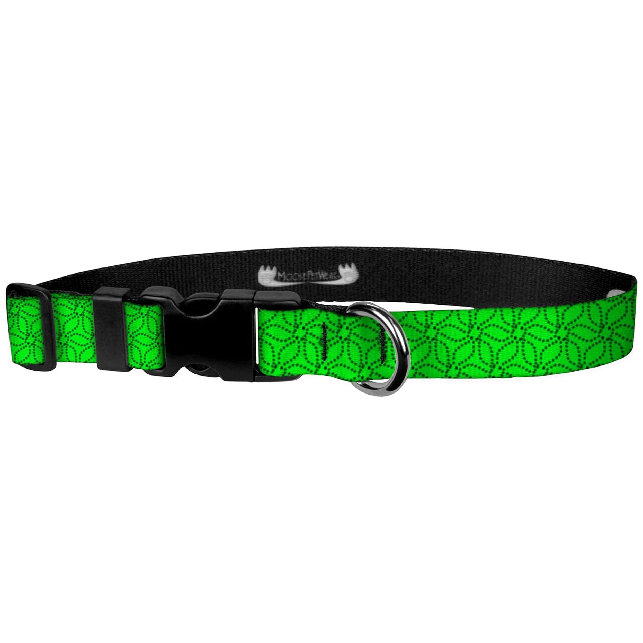 Floral Print Dog Collar -Waterproof Cute Floral Female Dog Collar - 1 Inch Adjusts 13 - 21 Inches, Large, Modern Green