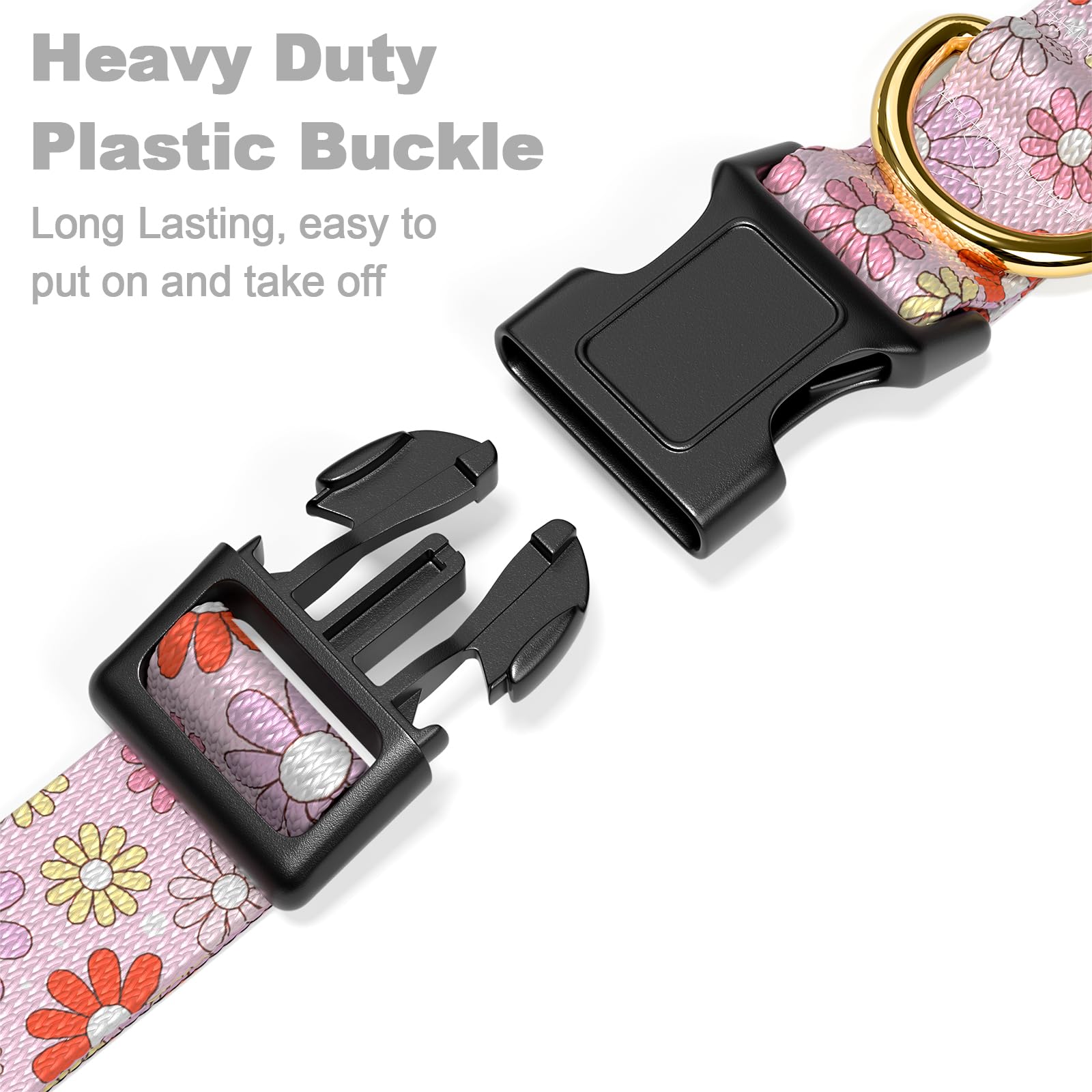 Rnivvi Dog Collar For Medium Dogs, Cute Heavy Duty Adjustable Puppy Collar With Quick Release Buckle For Girl & Female, Pet Acce