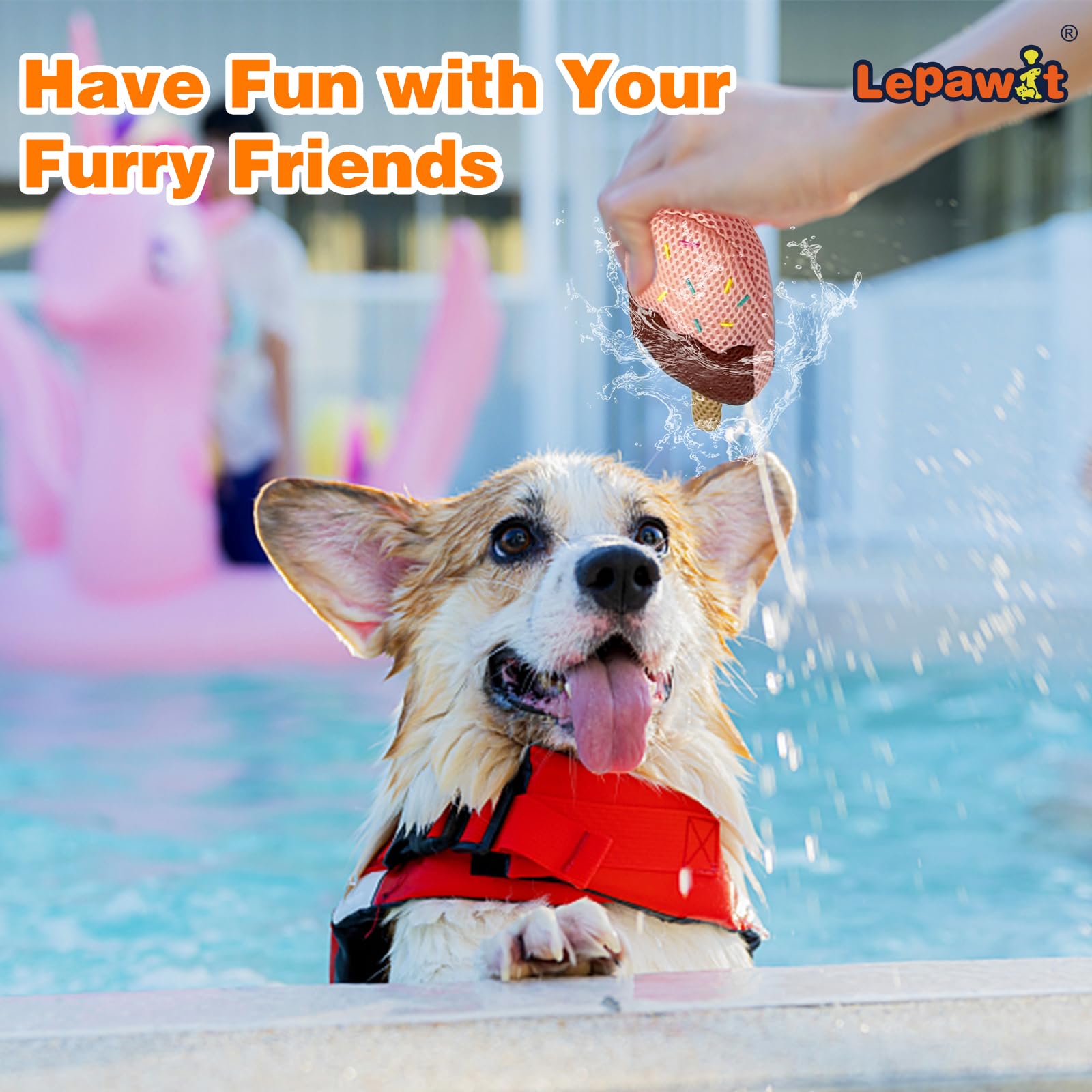Lepawit Squeaky Dog Toys, Floating Dog Toys For Water Or Pool, Chocolate Ice Cream Dog Gifts For Small And Medium Dogs