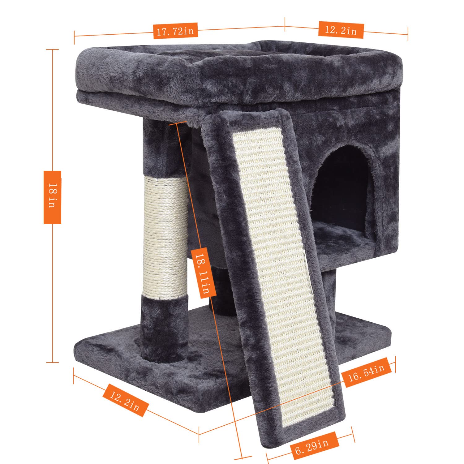 Syandlvy Small Cat Tree For Indoor Cats Large Adult, Activity Tower With Scratching Post, Modern House With Padded Perch, Kitten