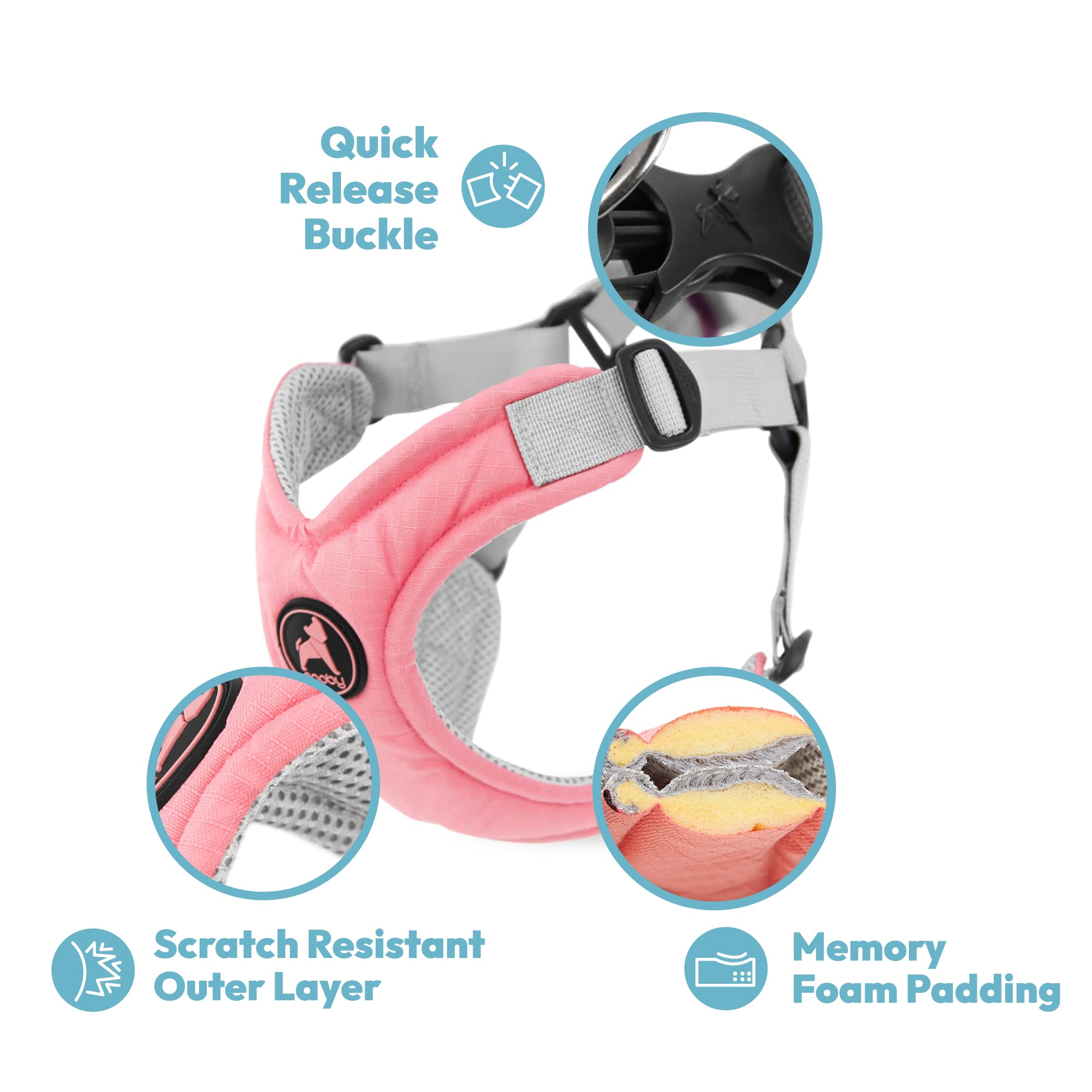 Gooby Memory Foam Step In Harness - Green, Small - No Pull Small Dog Harness Patented Choke-Free X Frame - Perfect On The Go Dog Harness For Medium Dogs No Pull Or Small Dogs