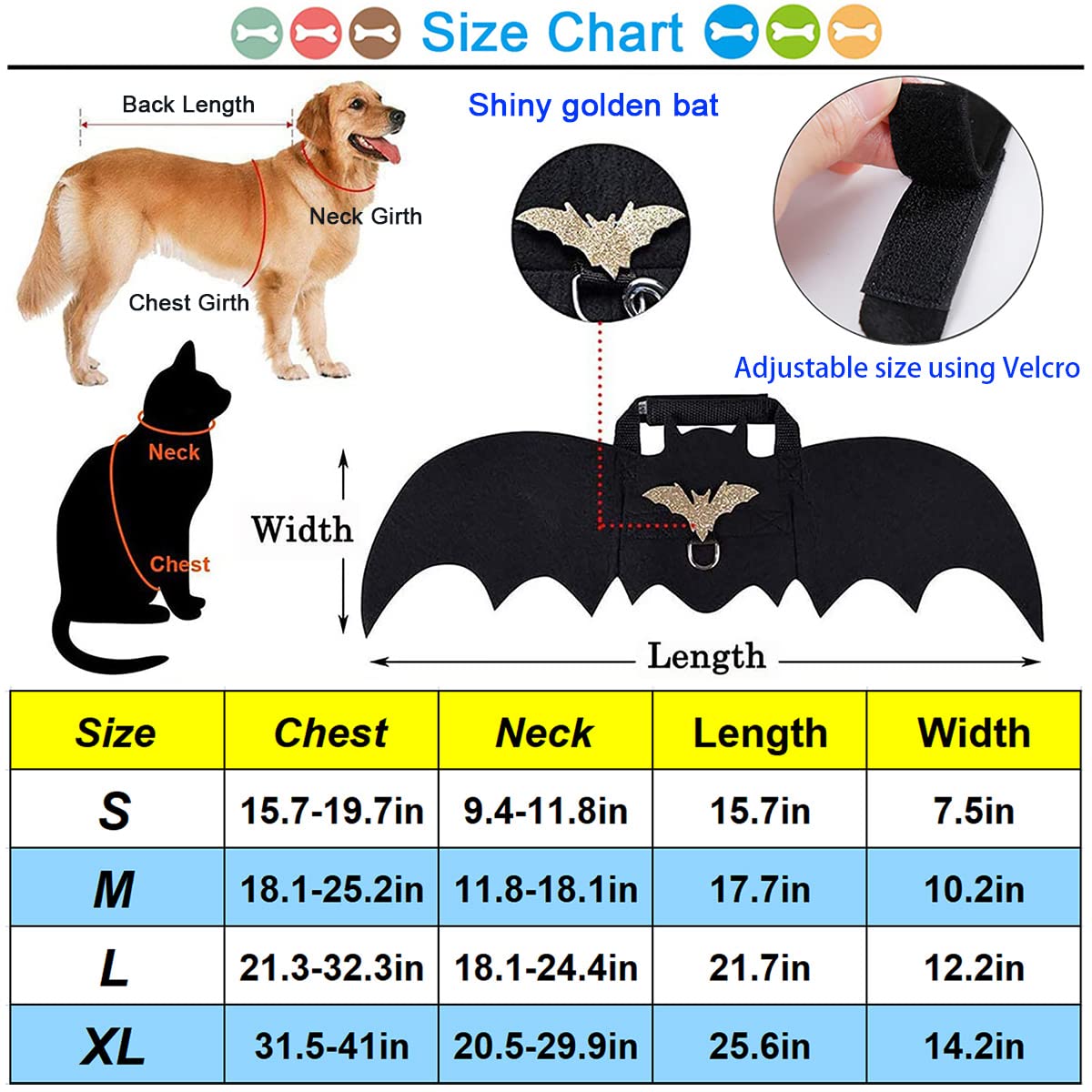 Dog Bat Costume, Halloween Pet Costumes Bat Wings Cosplay Dog Costume Cat Costume With Leash And Pumpkin Bells, Dog Clothes For Small Medium Large Dogs Cats Puppy, Funny Outfit Cool Apparel