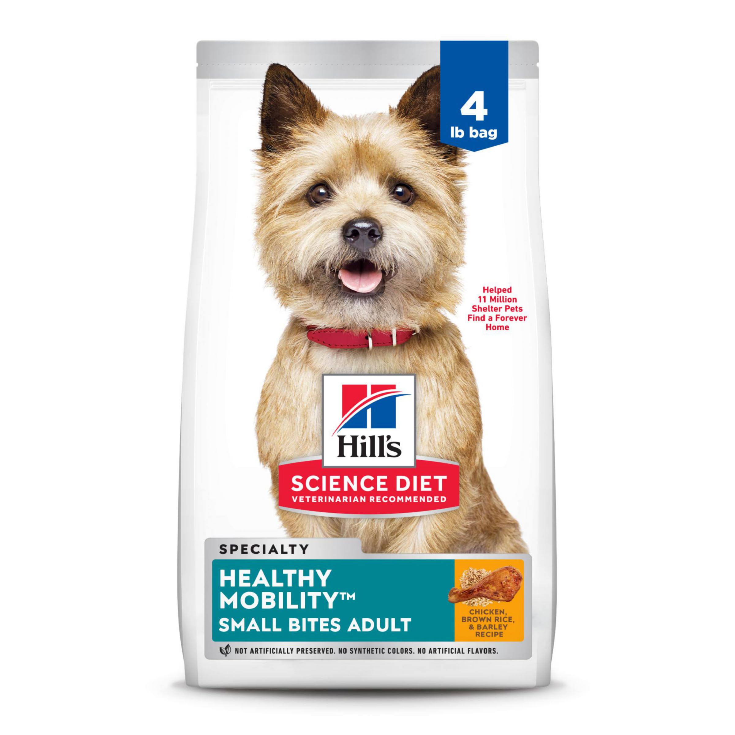 Hills Science Diet Healthy Mobility, Adult 1-6, Mobility Support, Dry Dog Food, Chicken, Brown Rice, & Barley, 4 lb Bag