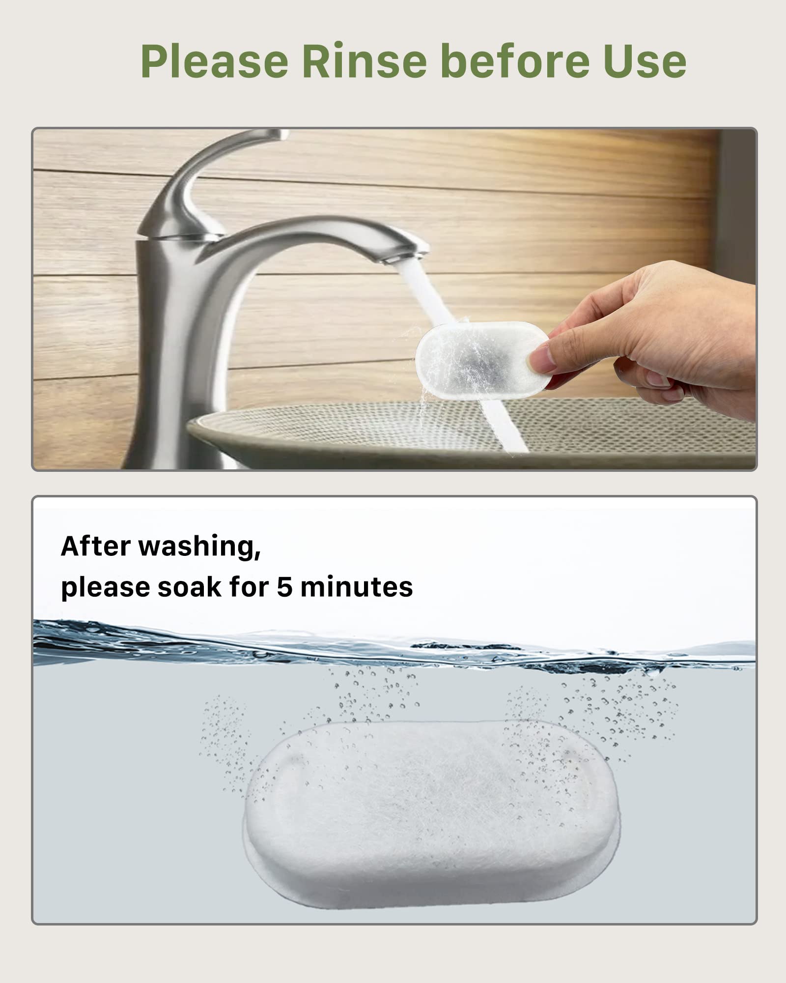 Giotohun 16 Cat Water Fountain Filters: 8 Filters + 8 Sponges For Giotohun Cat Fountain (2L)