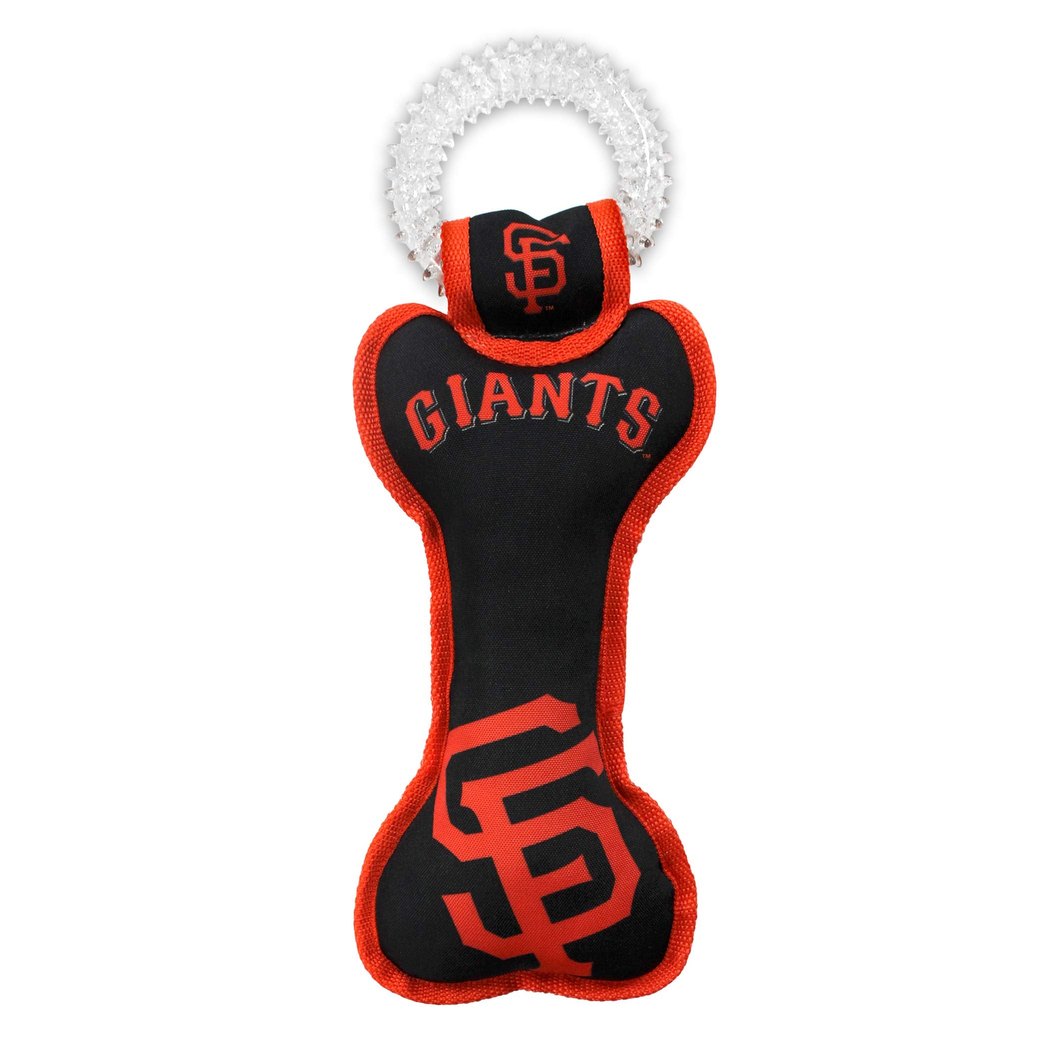 Mlb San Francisco Giants Bone Shaped Dental Dog Tug Toy With Squeaker. Tough Pet Toy For Healthy Fun, Teething, And Cleaning Pet