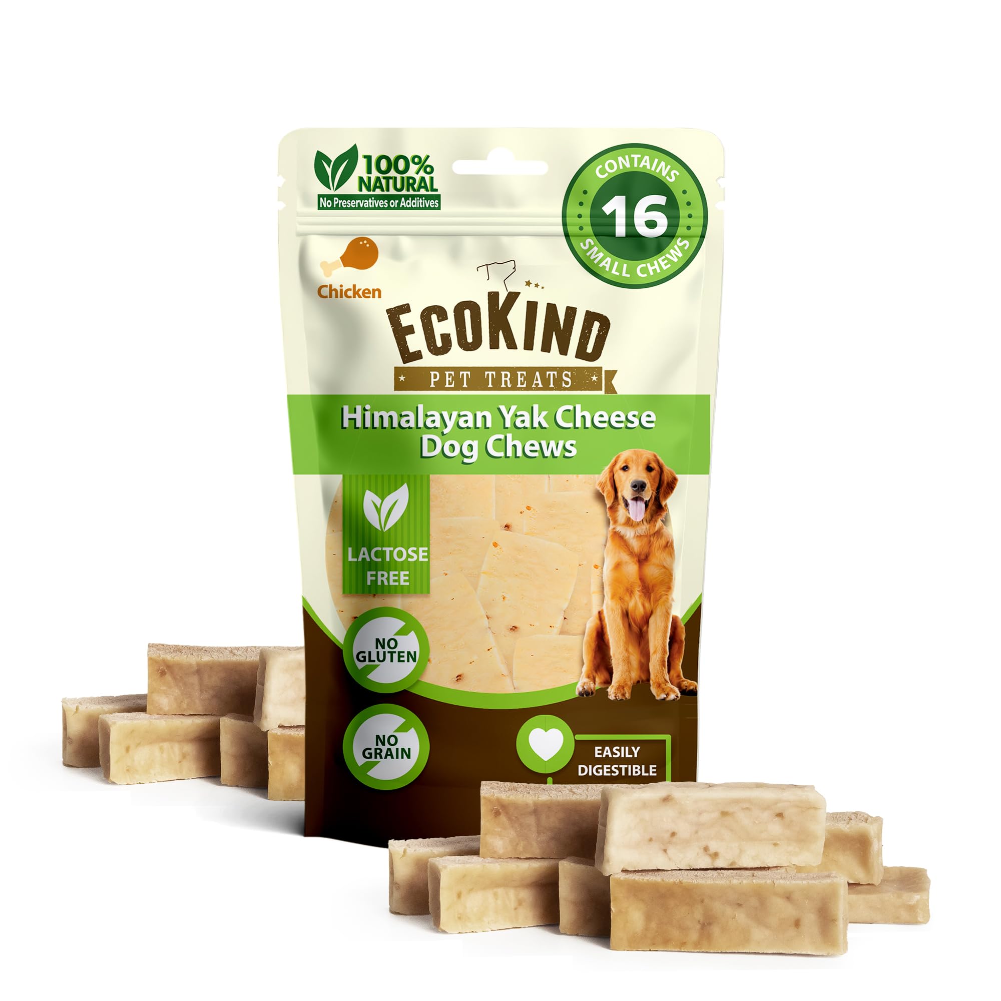 EcoKind Premium Gold Yak Cheese Himalayan Dog Chews, Healthy Dog Treats for Small Dogs, All Natural, High Protein Dog Chew, Chic