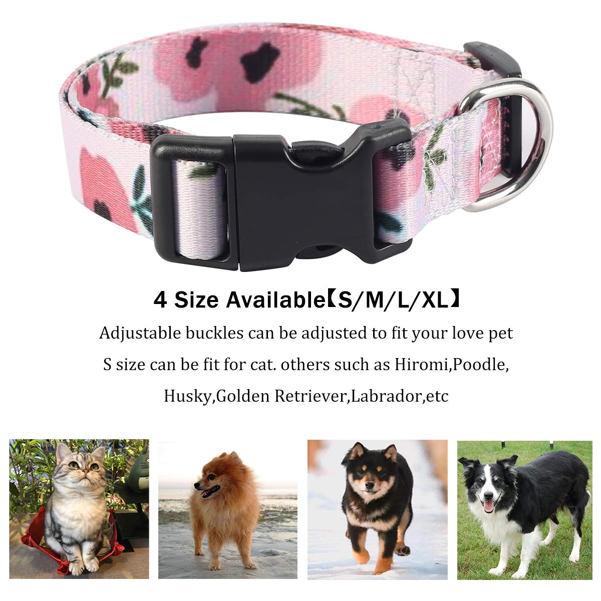 Coomour Dog Collar Pet Funny Rainbow Adjustable Collars With Cute Tie Dye Leash For Small Medium Large Dogs Cats Multicolor Coll