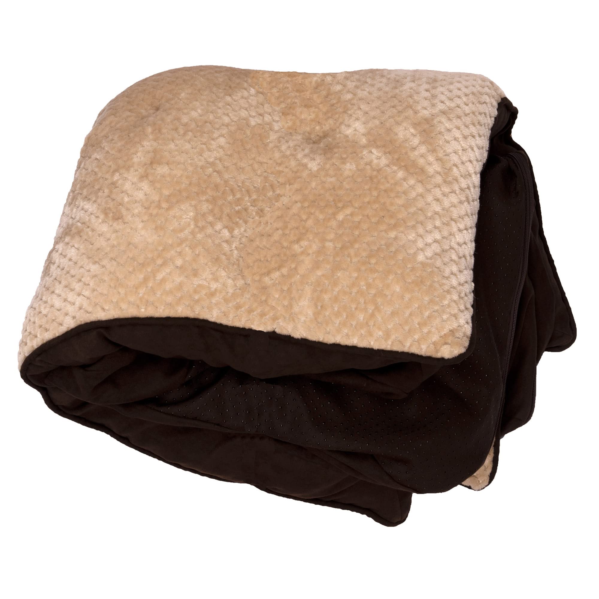 Furhaven Replacement Dog Bed Cover Minky Plush & Suede Pillow Top Mattress, Machine Washable - French Roast, Jumbo (X-Large)