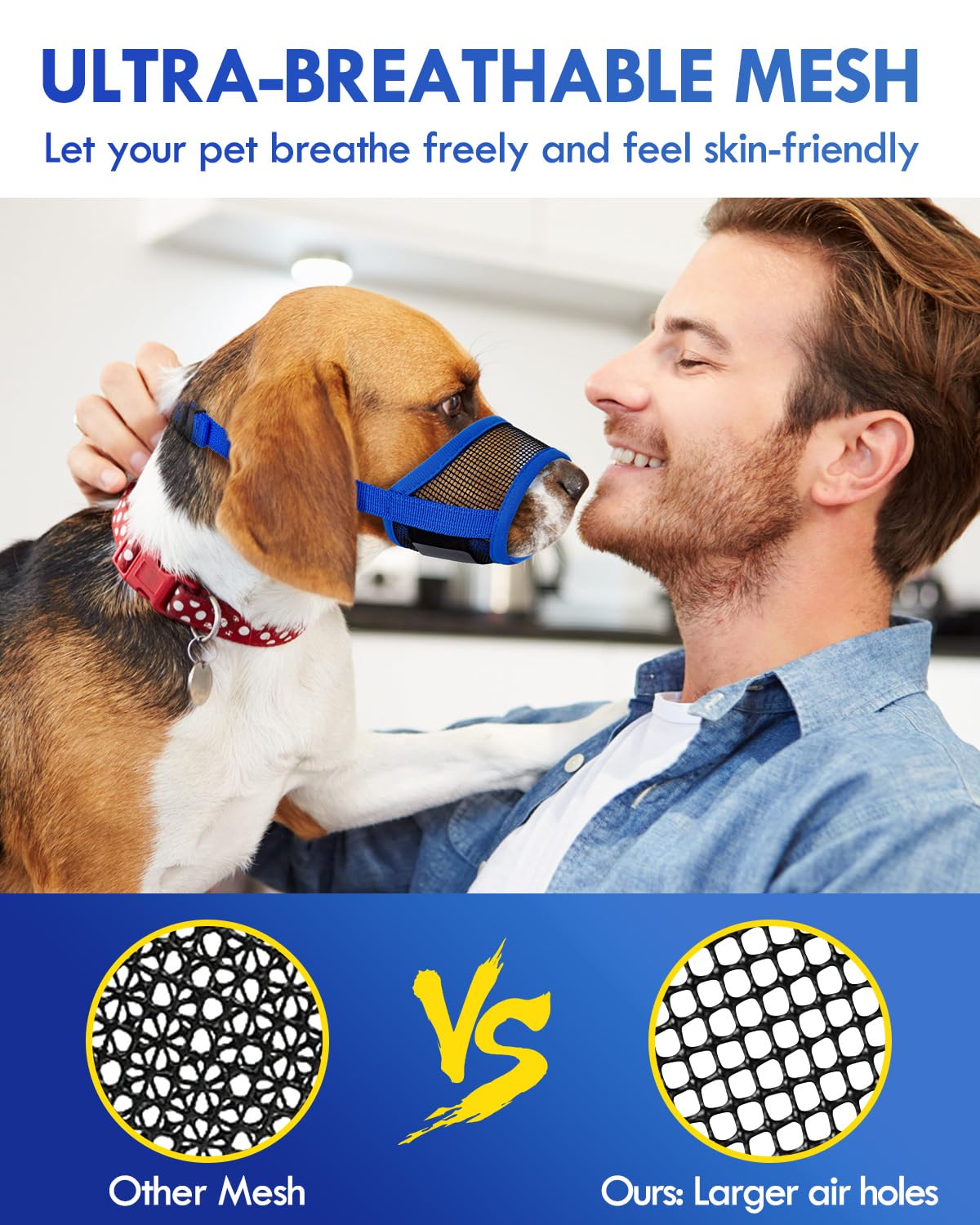 Dog Muzzle, Soft Air Mesh Muzzle For Small Medium Large Dogs Anti Biting Barking Chewing, Breathable Drinkable Adjustable Loop P