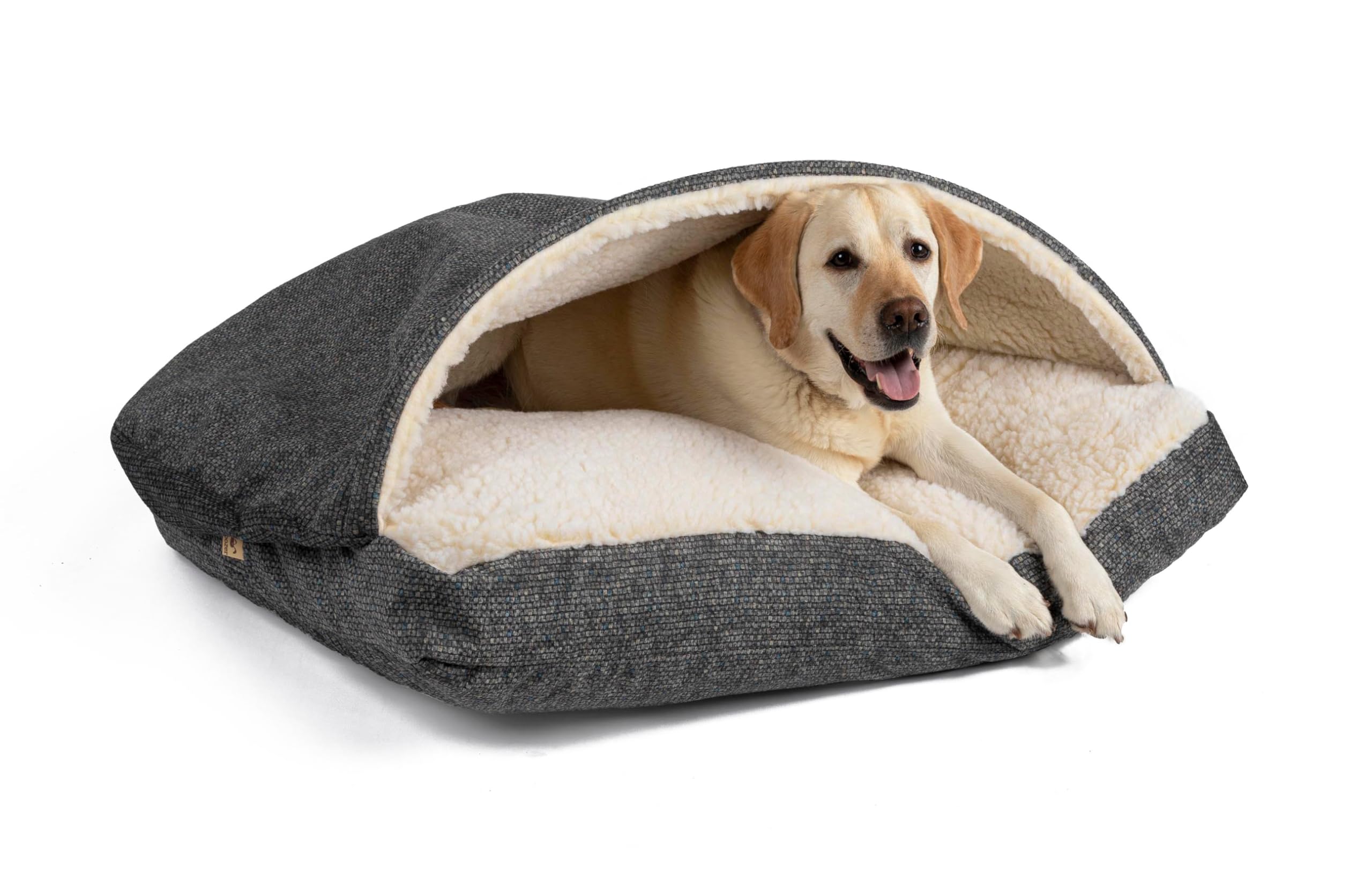 Snoozer Pet Products Luxury Rectangle Cozy Cave Dog Bed With Microsuede, Showdog Collection, Large, Merlin Pewter
