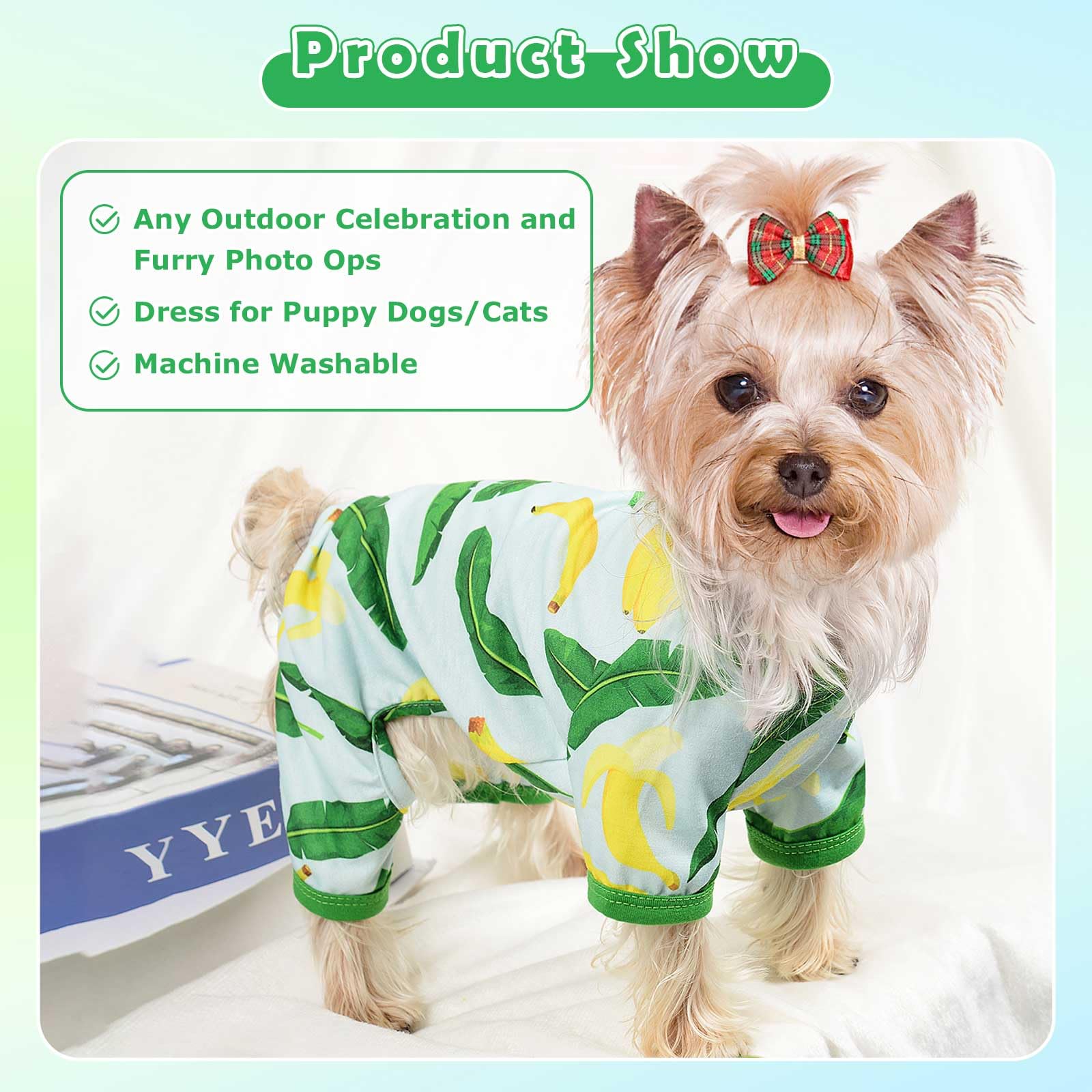 Dosuyi Dog Pajamas Spring Summer Pet Clothes For Small Dogs Girl Boy Soft Stretchy Puppy Clothes Cat Pjs Pet Jammies Outfit (Gre