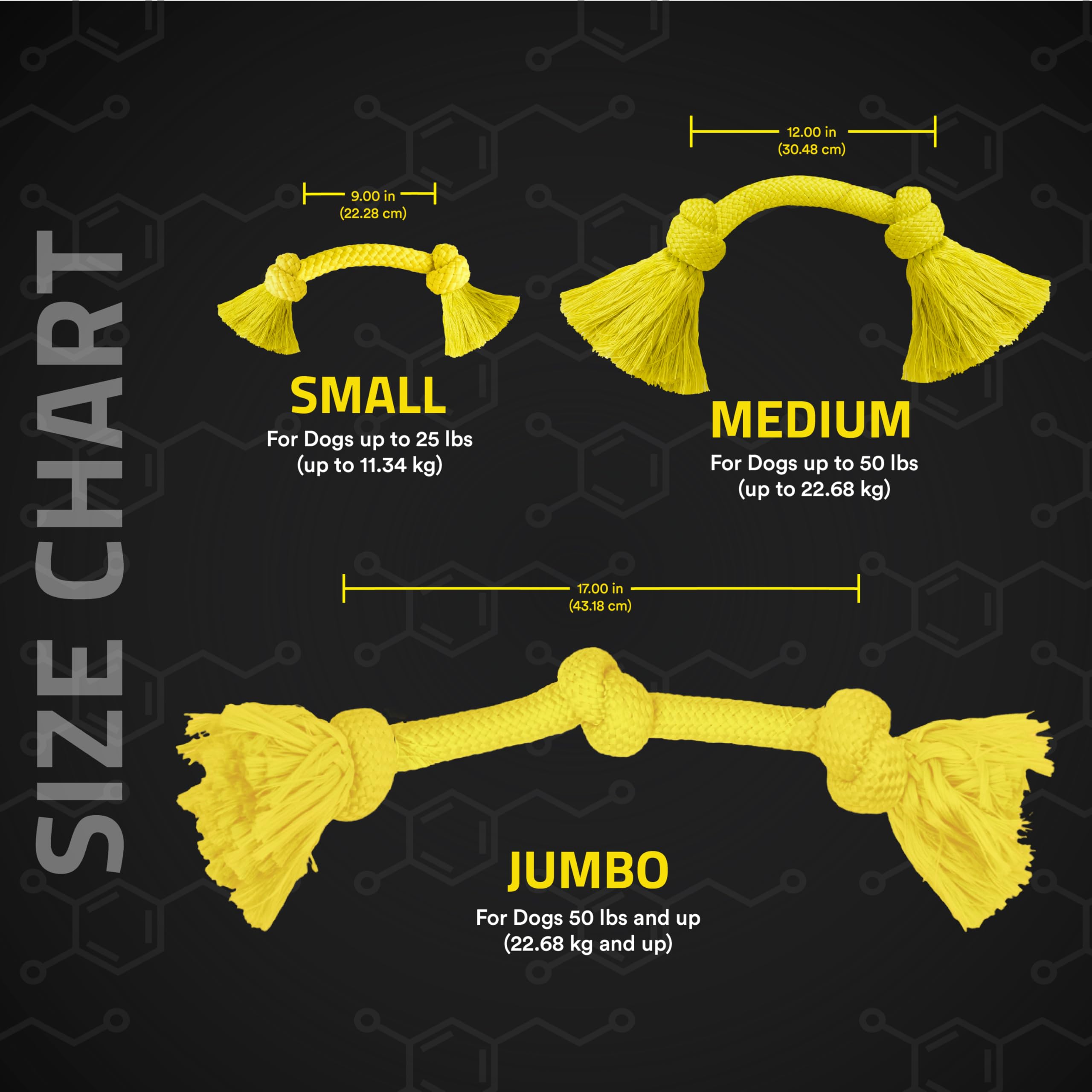 Playology Dri Tech Rope Dog Chew Toy for Large to X-Large Dogs 50lbs & up | Engaging, All-Natural Chicken Scented Yellow Dog Toy