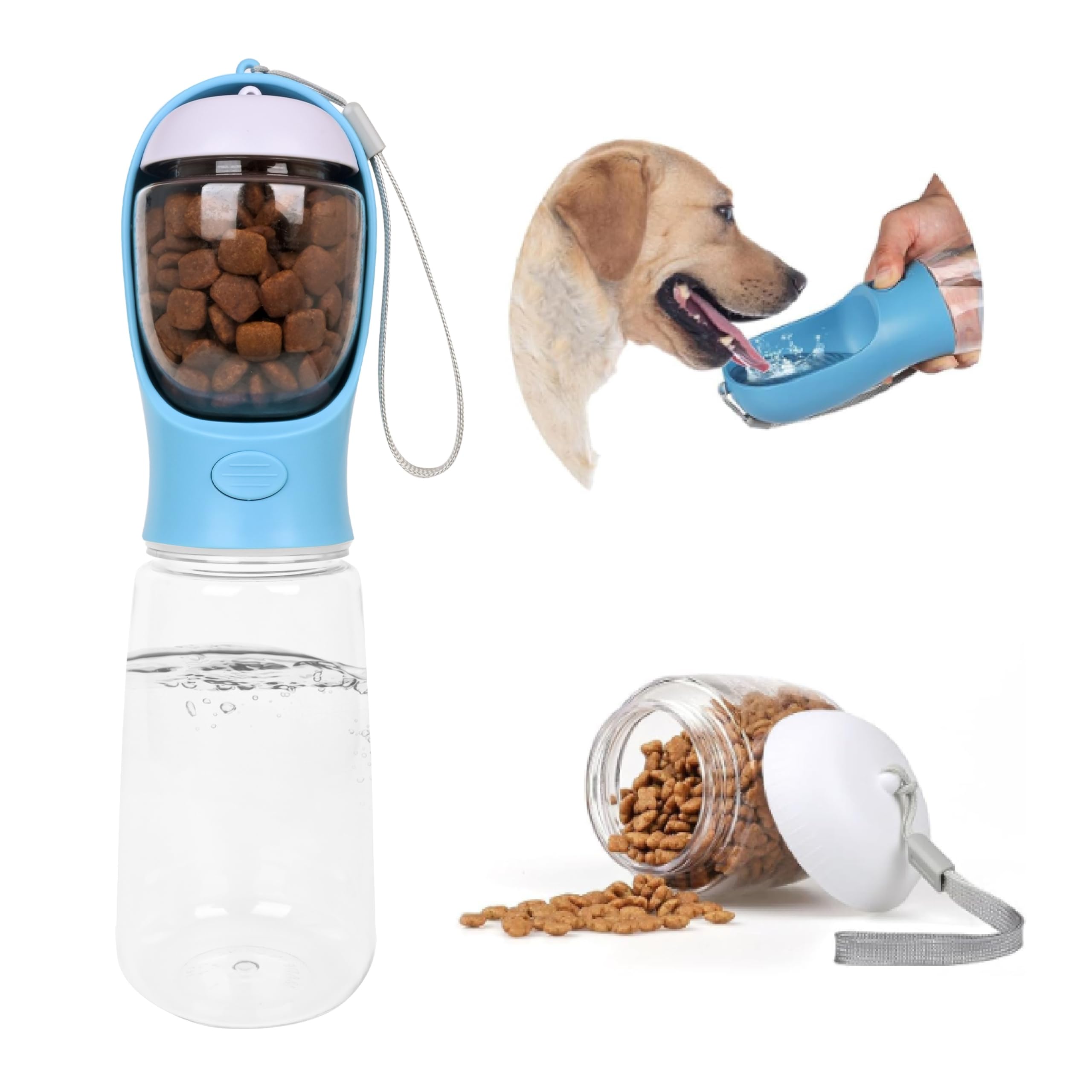 Blikiz Dog Water Bottle Large, Portable Pet Water Bottle With Food Container, Leak Proof Travel Dog Water Bottle, Puppy Water Di