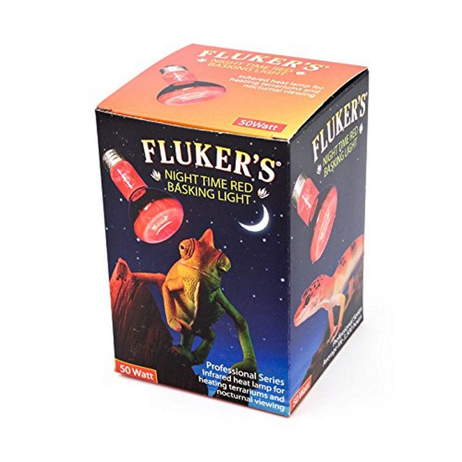 Fluker's Night Time Red Basking Spotlight, Infrared Heat Lamp for Reptiles, 50 Watt