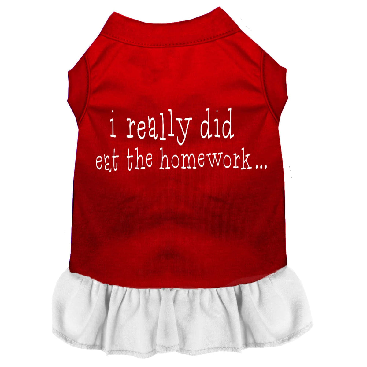 Pet Dog & Cat Dress Screen Printed, &quot;I Really Did Eat The Homework&quot; Red W/White 3XL (25-35 lbs.)