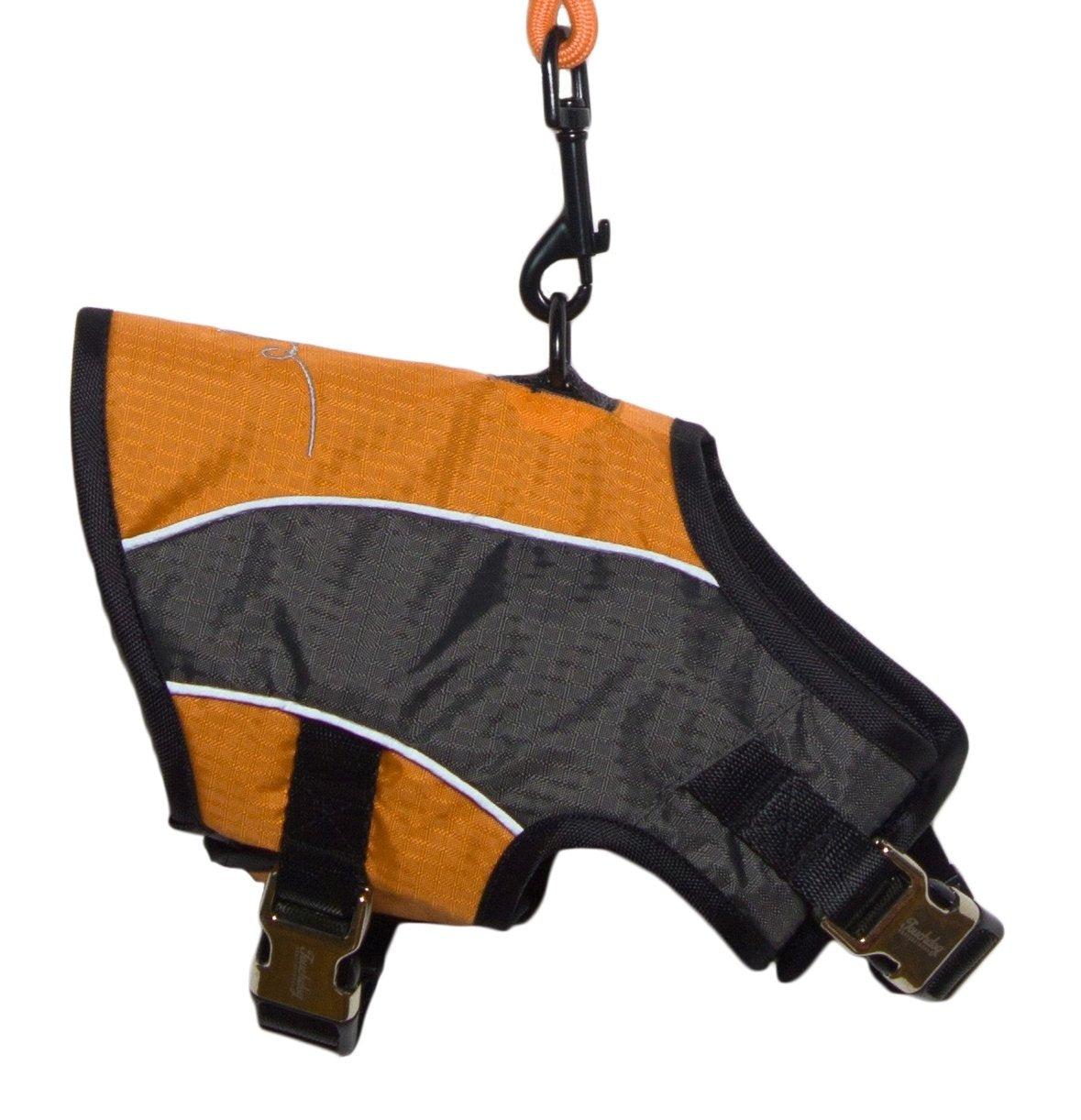 TOUCHDOG 'Reflective-Max' 2-in-1 Premium Performance Adjustable Pet Dog Harness and Leash Combination, Medium, Orange, Charcoal