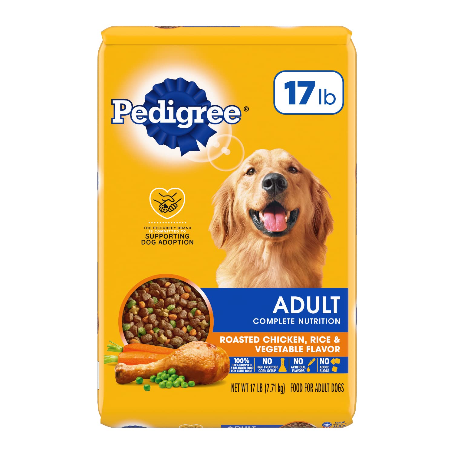 PEDIGREE Complete Nutrition Adult Dry Dog Food Roasted Chicken, Rice & Vegetable Flavor Dog Kibble, 17 lb. Bag