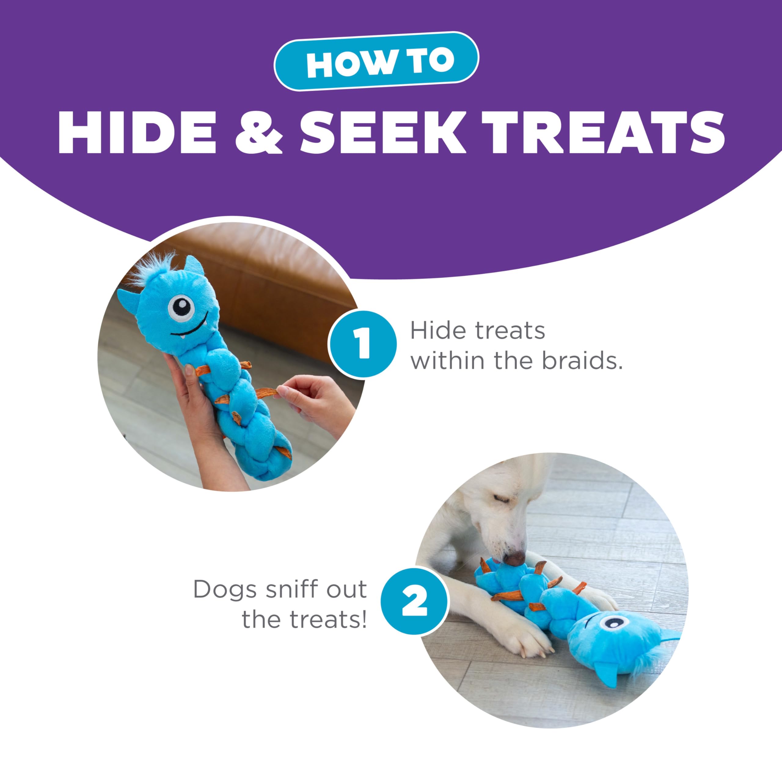 Outward Hound by Nina Ottosson Twistiez Interactive Plush Dog Treat Puzzle, Monster, Blue