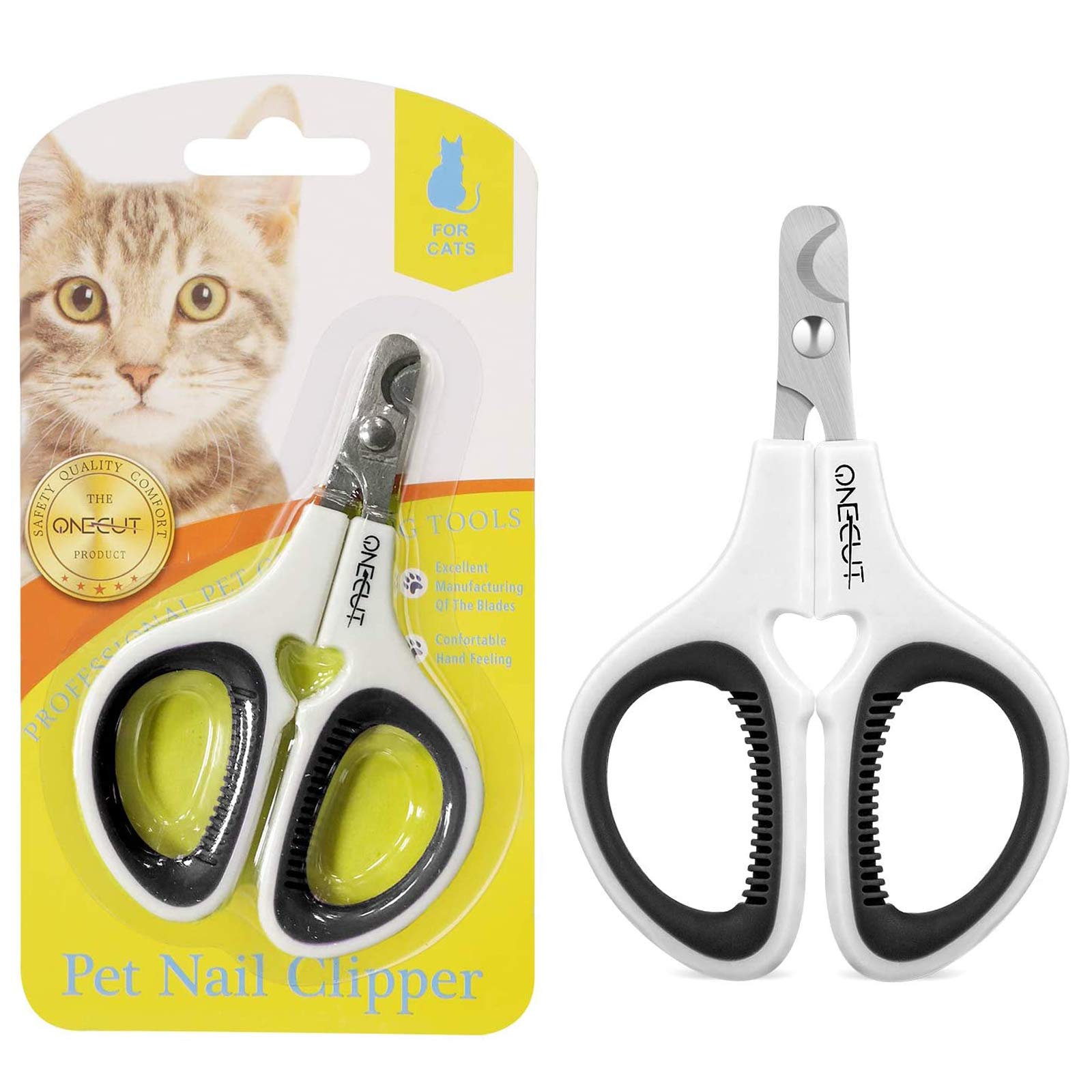 Onecut Pet Nail Clippers, Update Version Cat & Kitten Claw Nail Clippers For Trimming, Professional Pet Nail Clippers Best For A Cat, Puppy,Rabbit, Kitten & Small Dog,Sharp & Safe (Black)