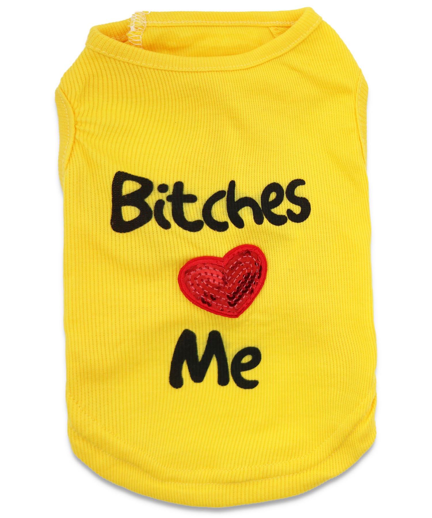Droolingdog Pet Clothes Bitches Love Me Dog Shirt For Cats And Small Dogs, Xs, Yellow