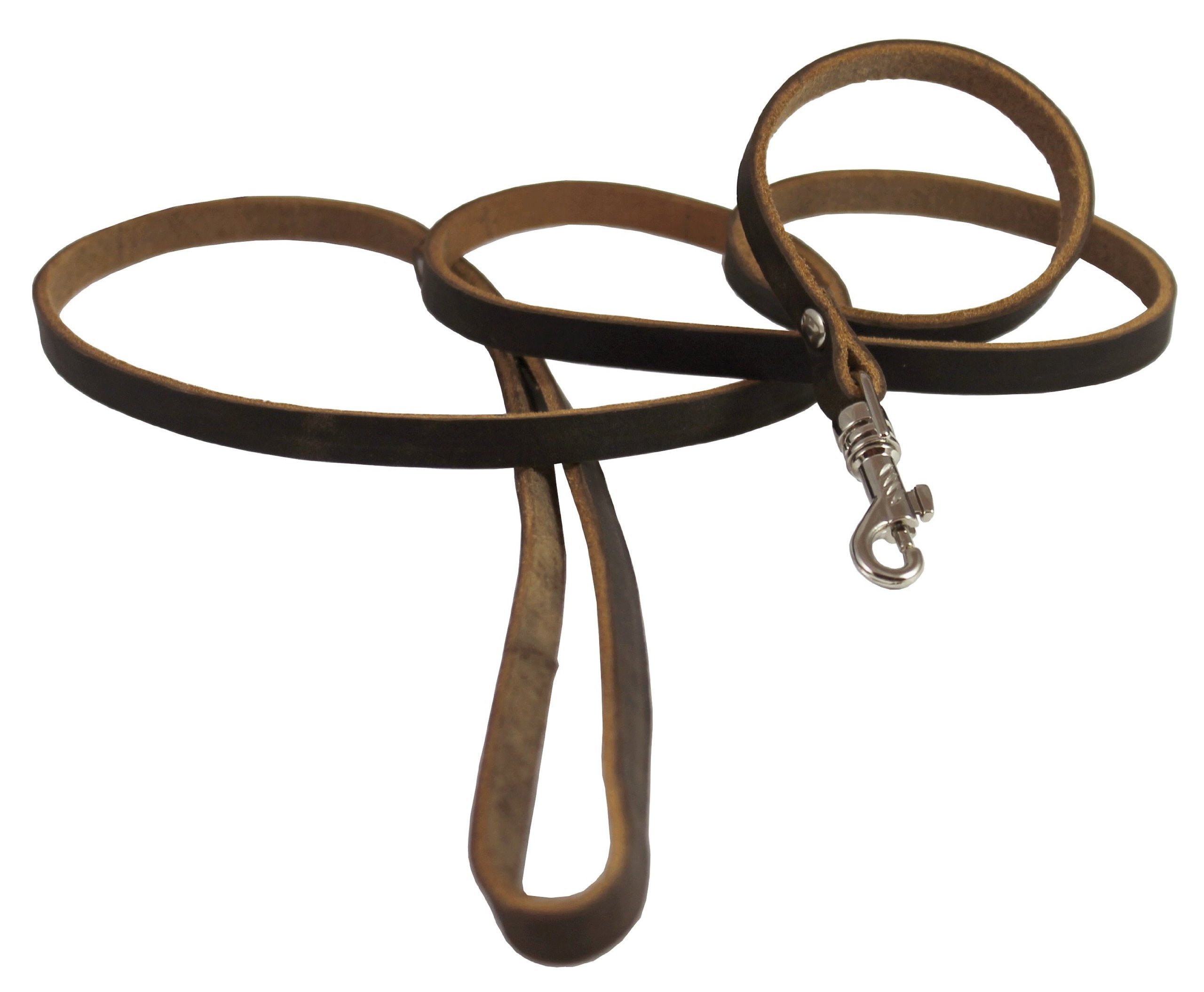 Genuine Leather Classic Dog Leash, 4' Long, 3/8' Wide, Puppies, Xsmall Breeds