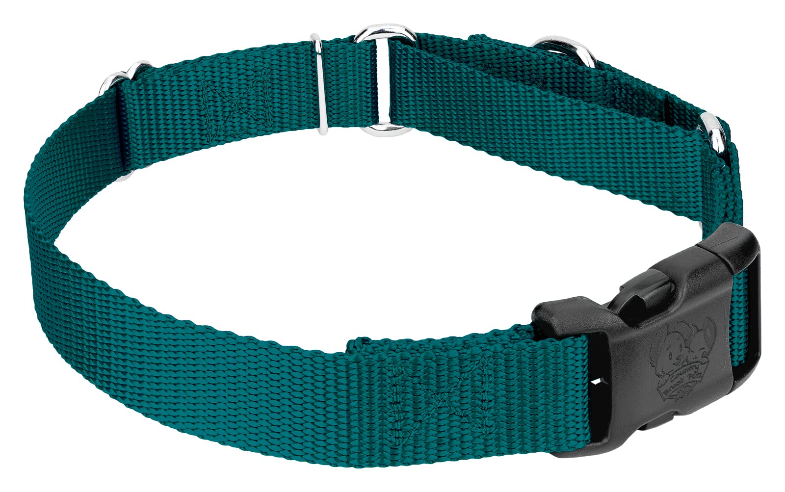 Country Brook Petz - Made In The Usa - Durable Nylon Martingale With Deluxe Buckle - 30+ Vibrant Color Options (Teal, 1 Inch, Large)