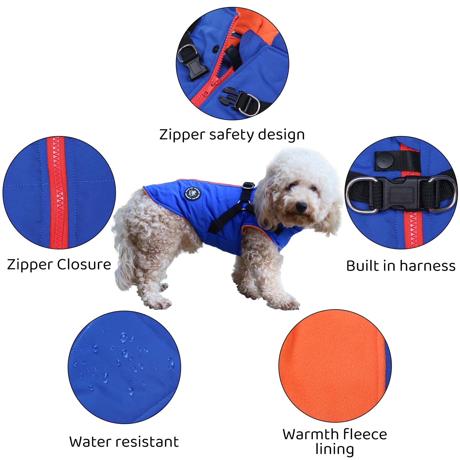 Norbi Pet Warm Jacket Small Dog Vest Harness Puppy Winter 2 In 1 Outfit Cold Weather Coat Medium
