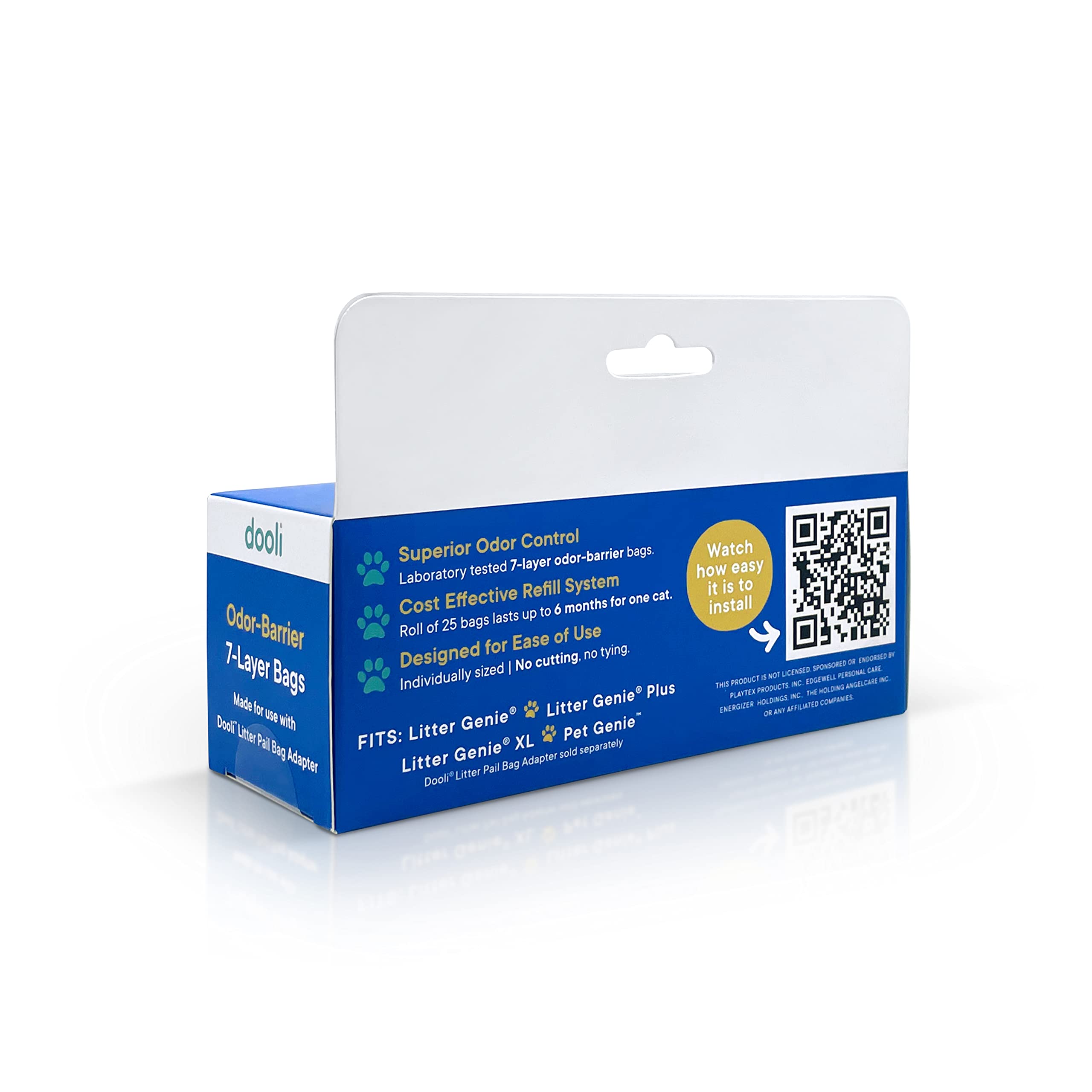 Cat Litter Pail Refills - Fits Litter Genie & Plus, Roll Of 25 Bags