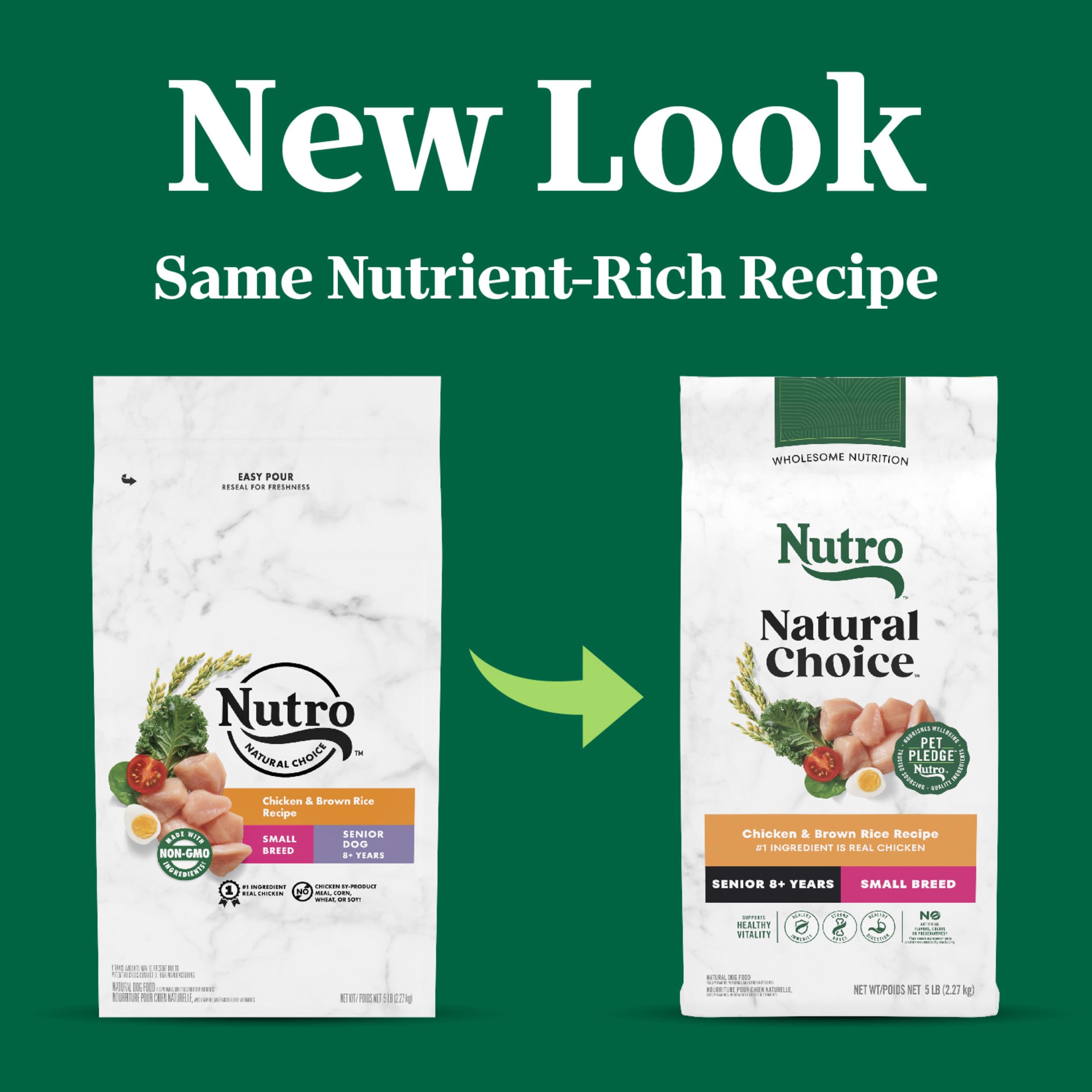 NUTRO NATURAL CHOICE Small Breed Senior Dry Dog Food, Chicken & Brown Rice Recipe Dog Kibble, 5 lb. Bag