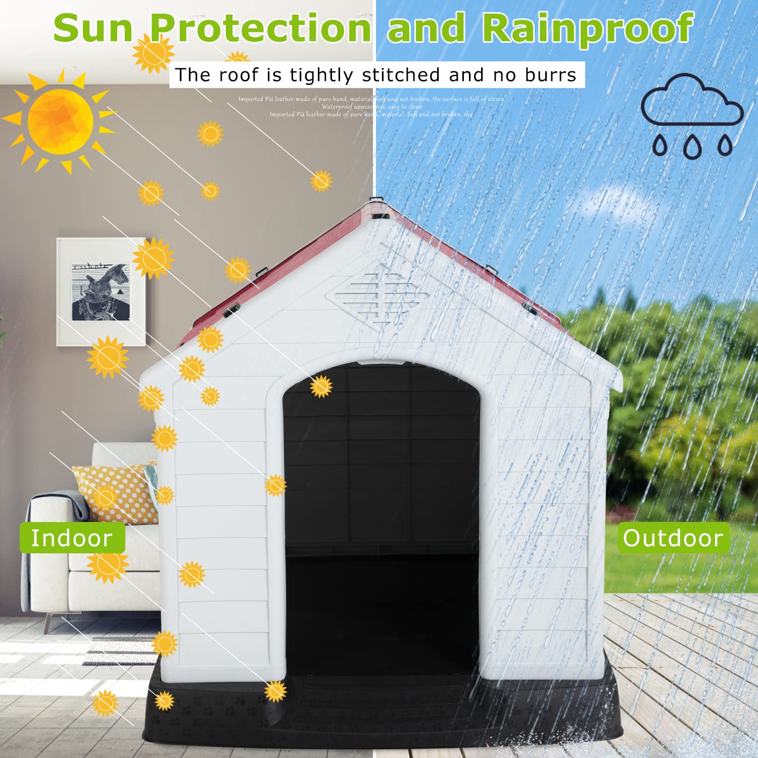 BestPet 32Inch Large Dog House Insulated Kennel Durable Plastic Dog House for Small Medium Large Dogs Indoor Outdoor Weather & W