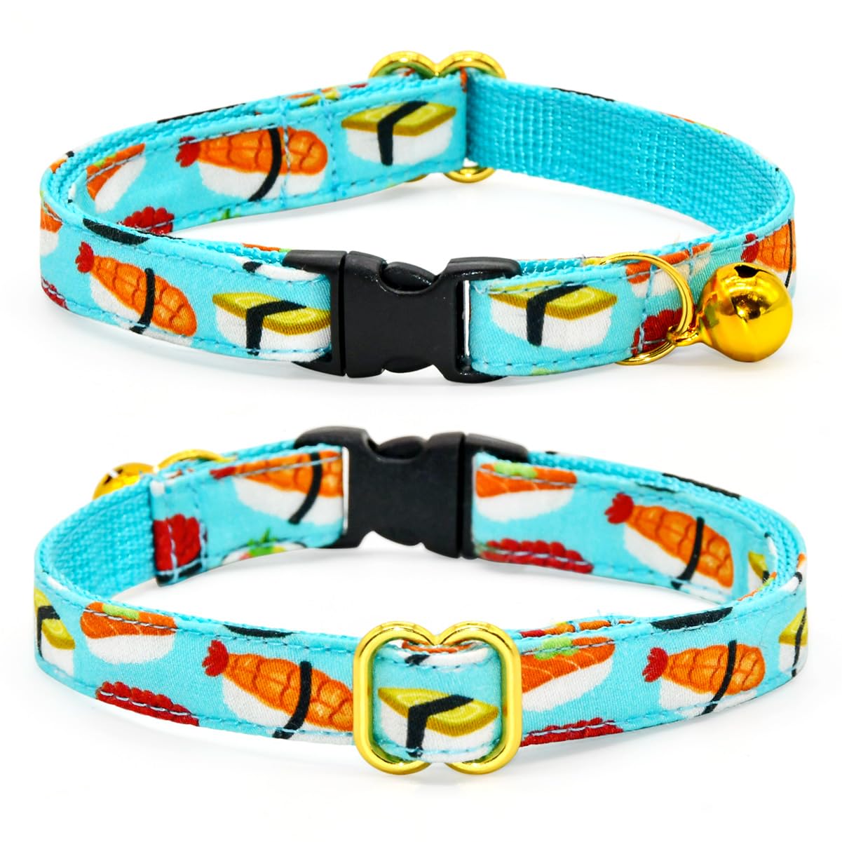 Sushi Cat Collar Bow Tie, Breakaway Safety Plastic Buckle, Bowtie Collar For Kitten (8''-13'')