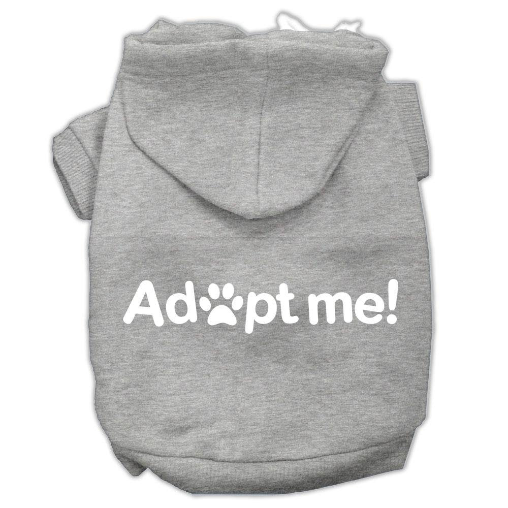 Pet, Dog & Cat Hoodie Screen Printed, 'Adopt Me' Grey Lg (10-14 Lbs.)