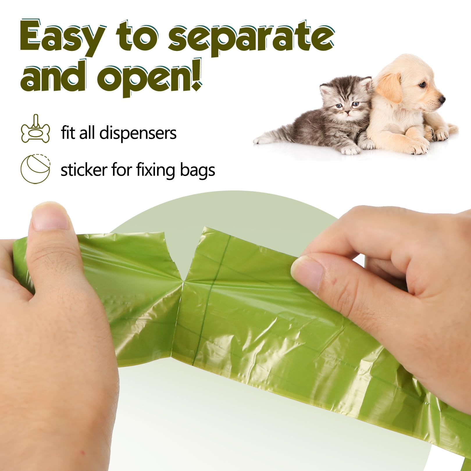 Lifegogo Dog Poop Bags - 1140 Count, Unscented, Leak-Proof, Extra Thick, Green, 13x9" with Bone-Shaped Dispenser