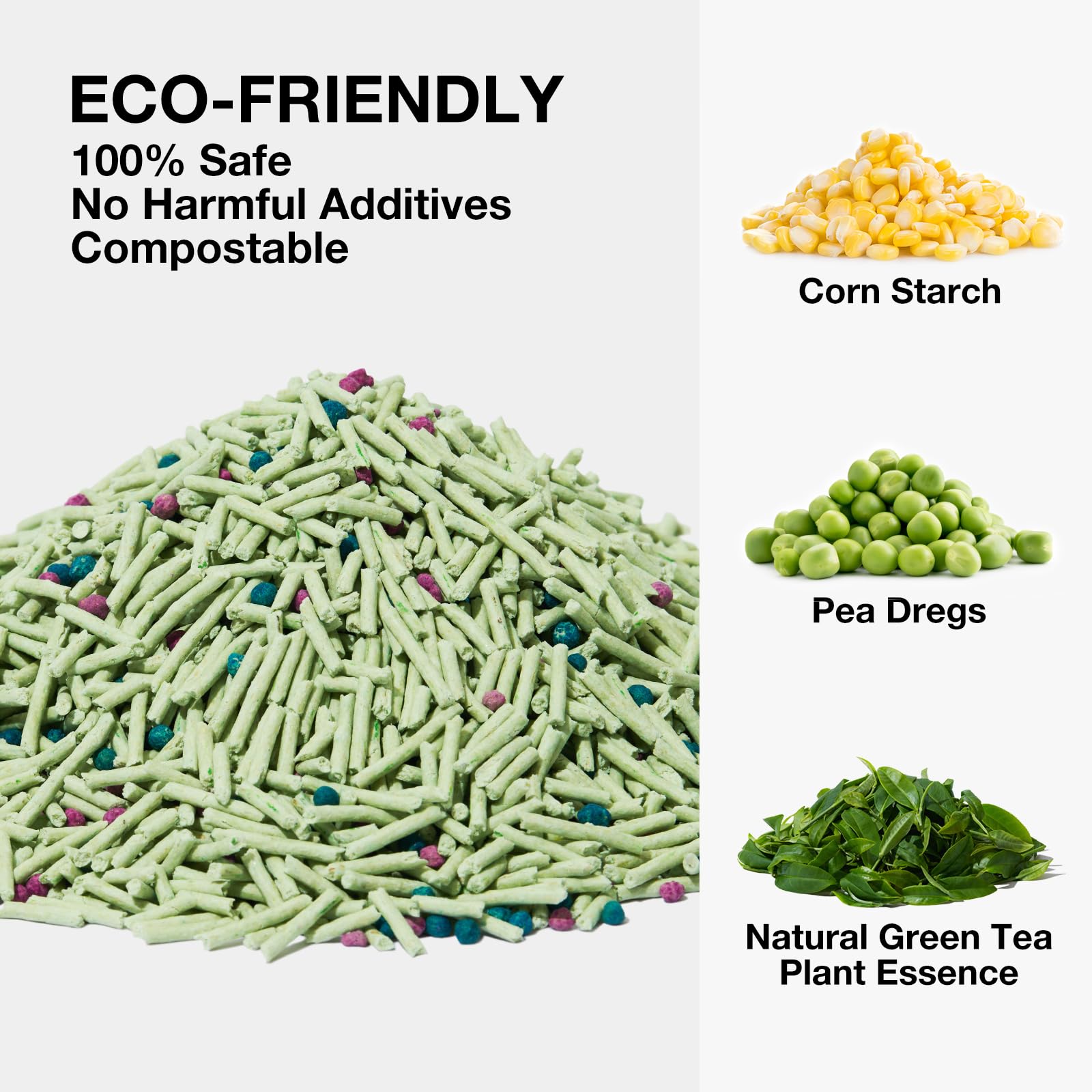 Vetreska Tofu Cat Litter,Natural Kitty Litter Strong Clumping Flushable Cat Litter Pellets Ultra Absorbent,Odor Control,Dust-Fre