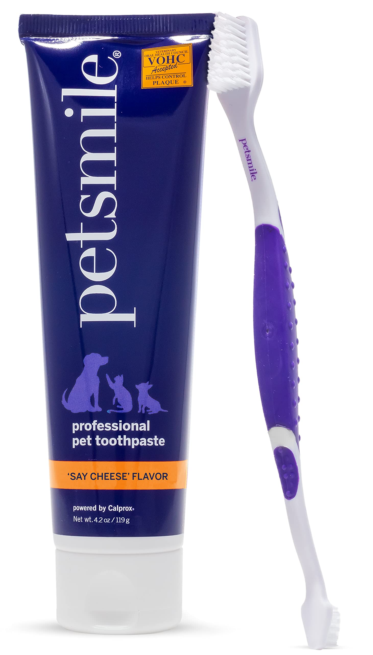 Petsmile Professional Pet Teeth Brushing Kit for Cats & Dogs - Only VOHC Accepted Toothpaste & Patented Toothbrush - Proven to C