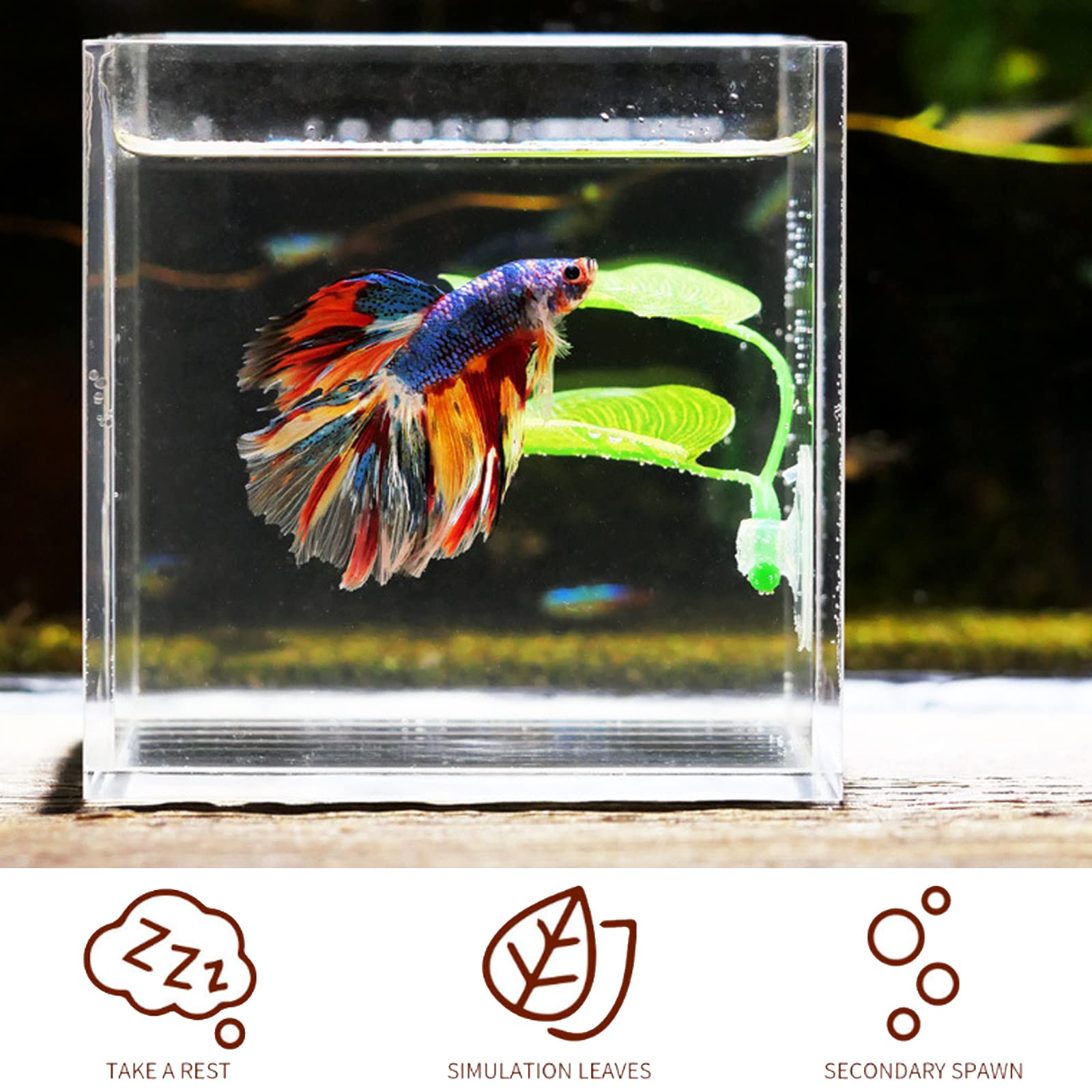 4Pcs Betta Fish Leaf Pad, Betta Leaf Hammocks With Suction Cup, Double Leaf Design, Simulating The Natural Habitat For Betta Fish Lightweight And Realistic Spawning Grounds Breeding Resting Bed